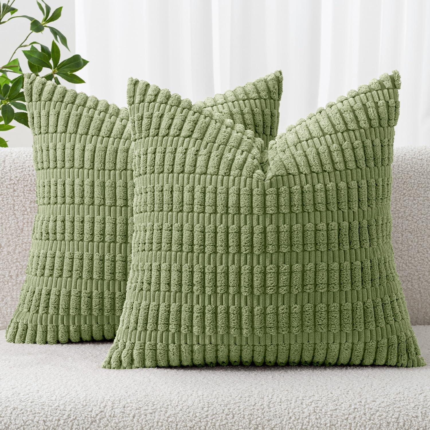 Corduroy Striped Throw Pillow Covers – 18" x 18" (Set of 2) - KJ Cozy Designs