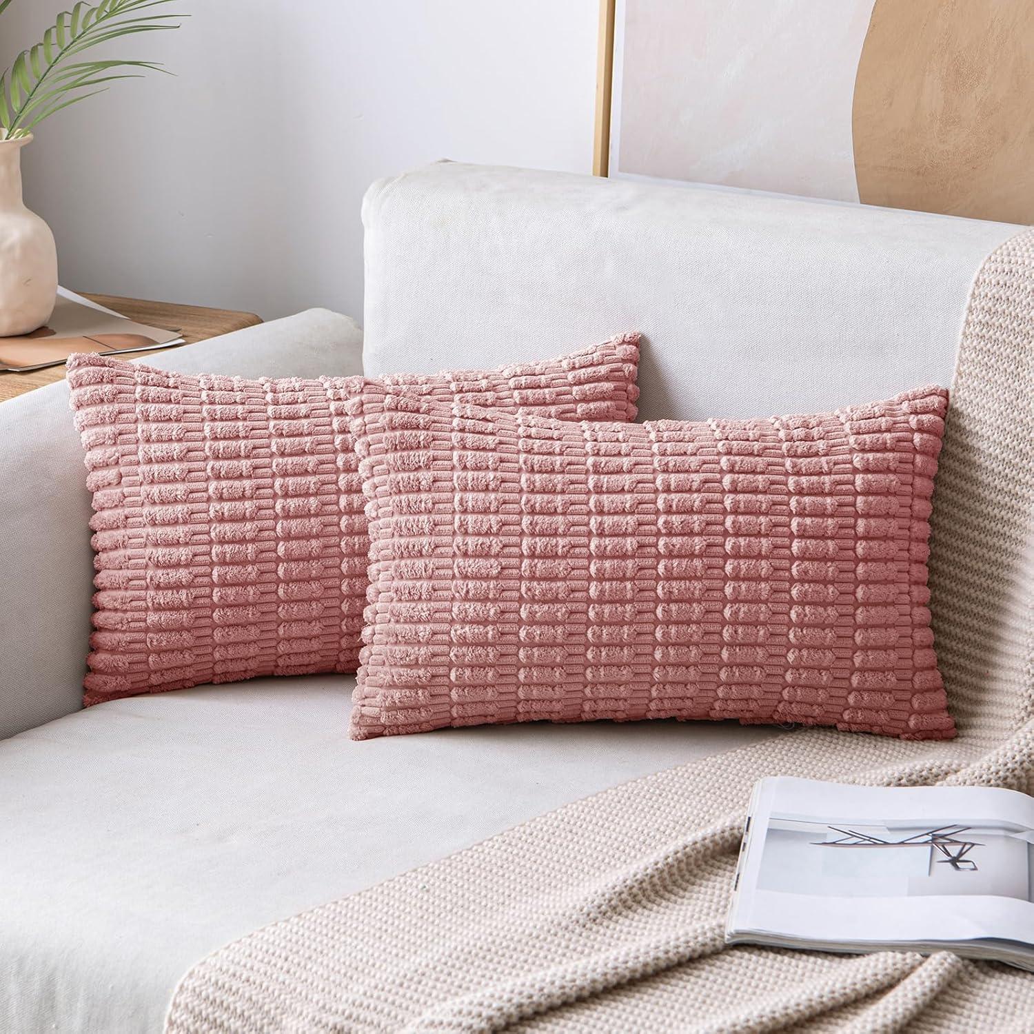 Corduroy Striped Throw Pillow Covers – 18" x 18" (Set of 2) - KJ Cozy Designs