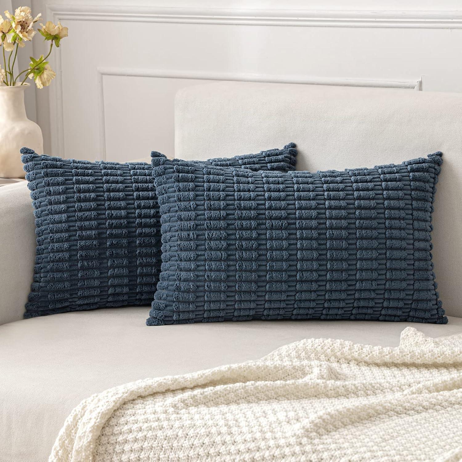 Corduroy Striped Throw Pillow Covers – 18" x 18" (Set of 2) - KJ Cozy Designs