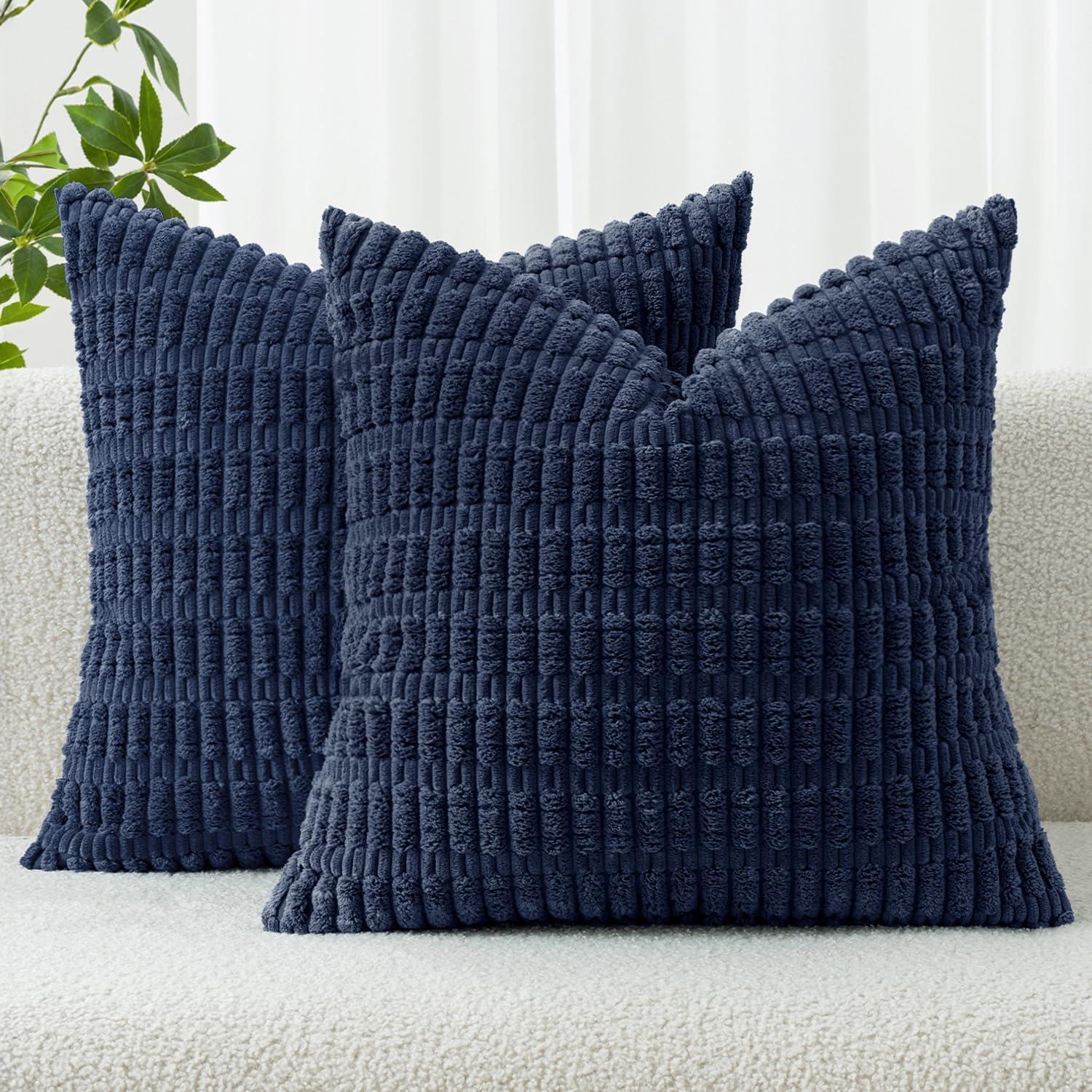 Corduroy Striped Throw Pillow Covers – 18" x 18" (Set of 2) - KJ Cozy Designs