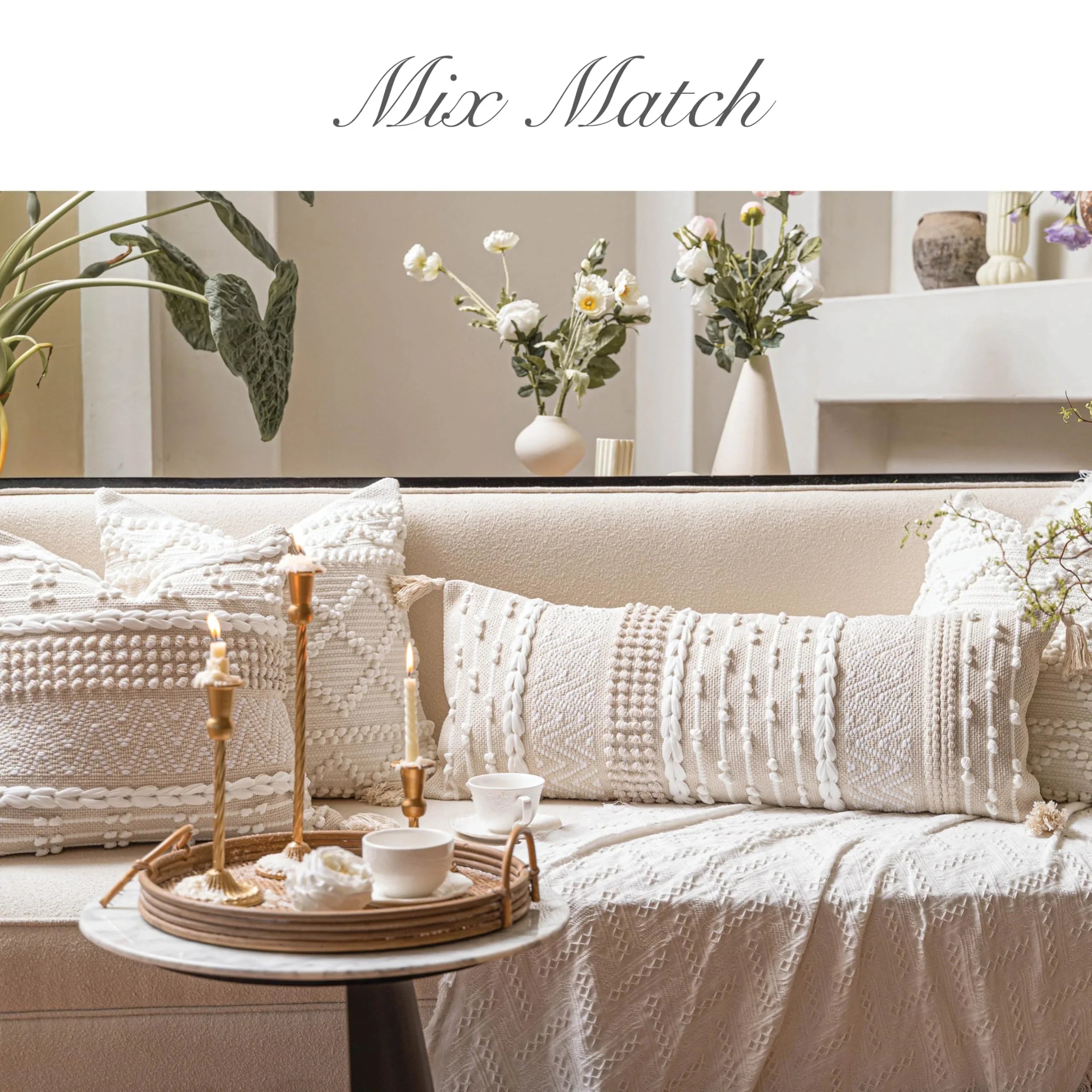 Cream Decorative Lumbar Pillow Cover – 14" x 36" - KJ Cozy Designs