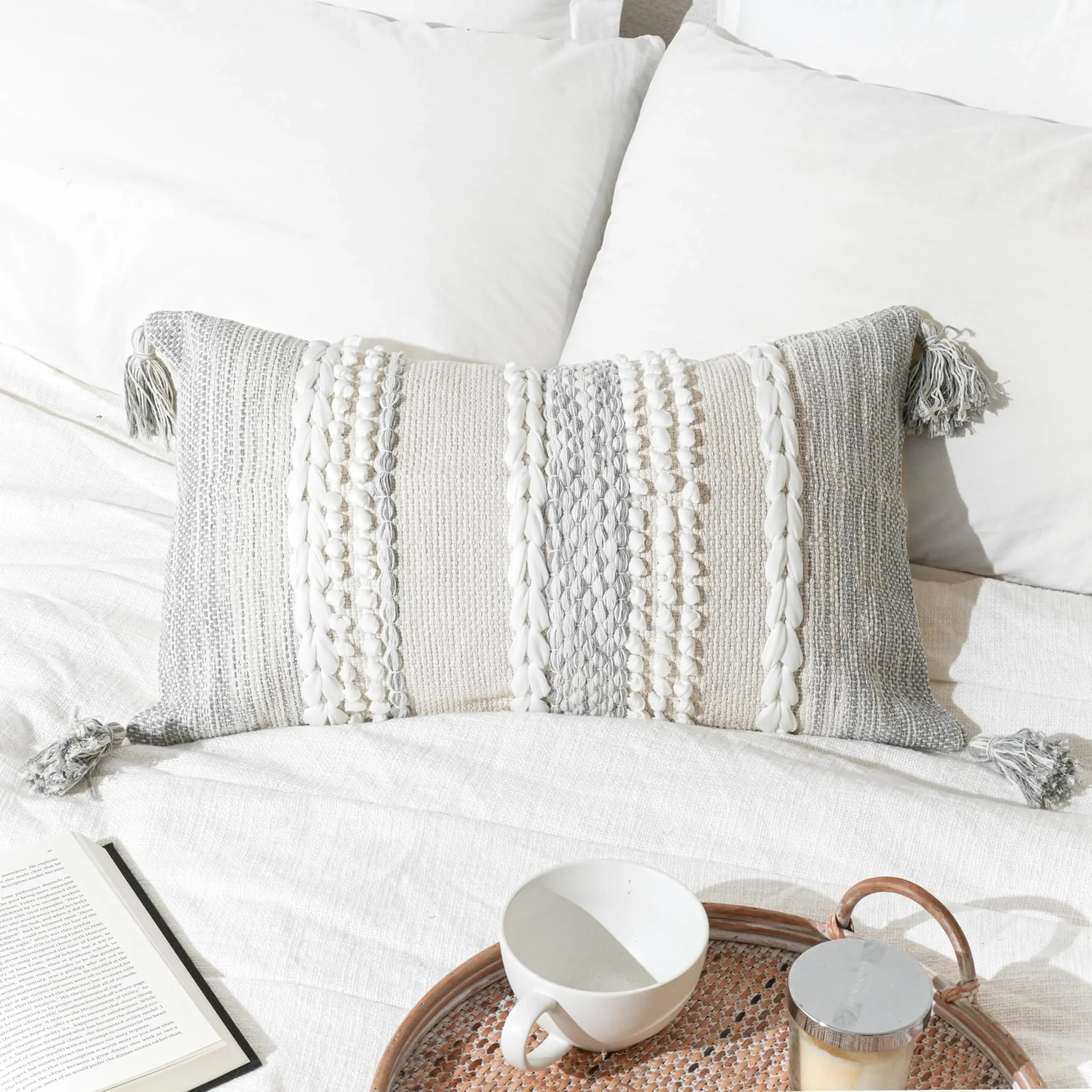 Cream Decorative Lumbar Pillow Cover – 14" x 36" - KJ Cozy Designs