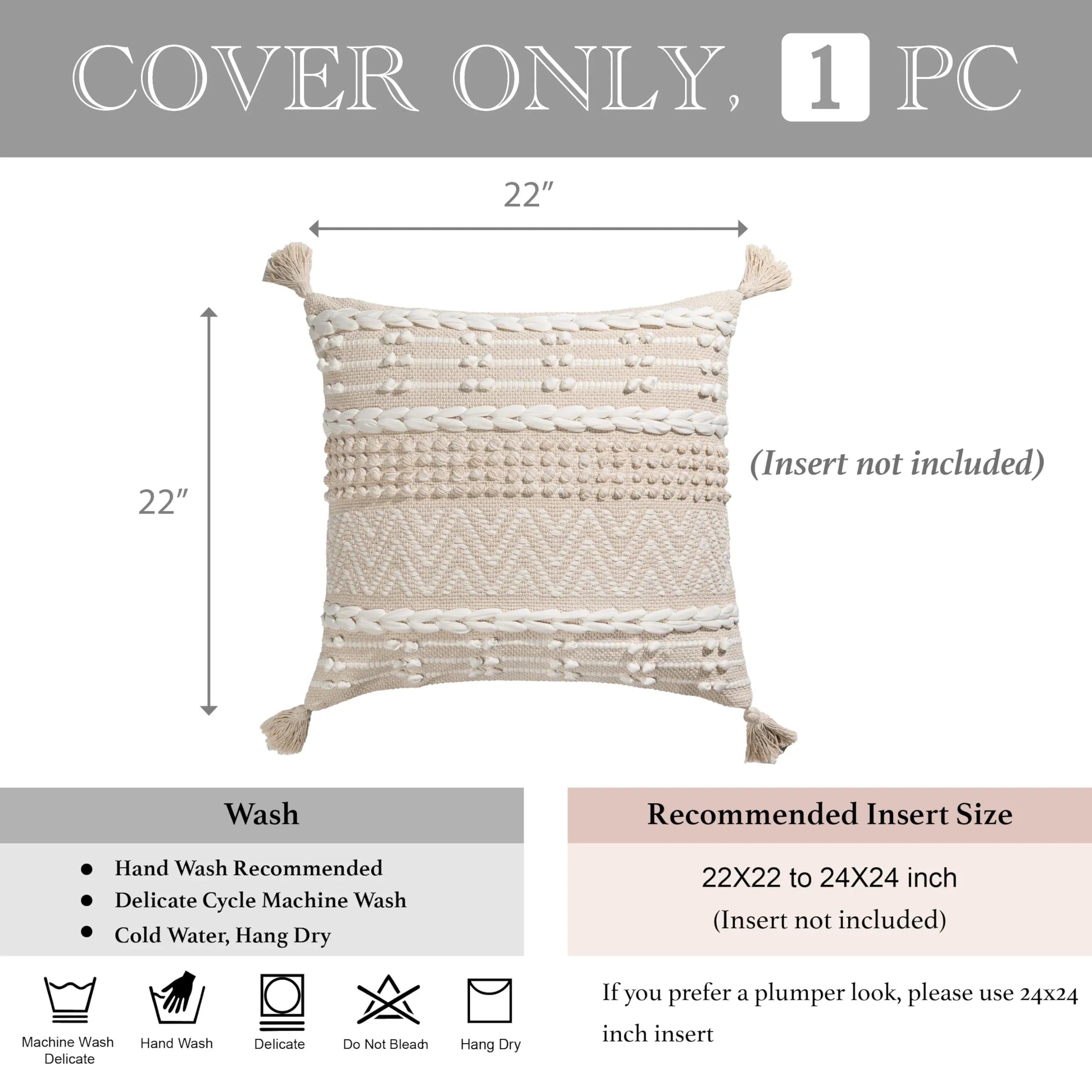 Cream Decorative Lumbar Pillow Cover – 14" x 36" - KJ Cozy Designs
