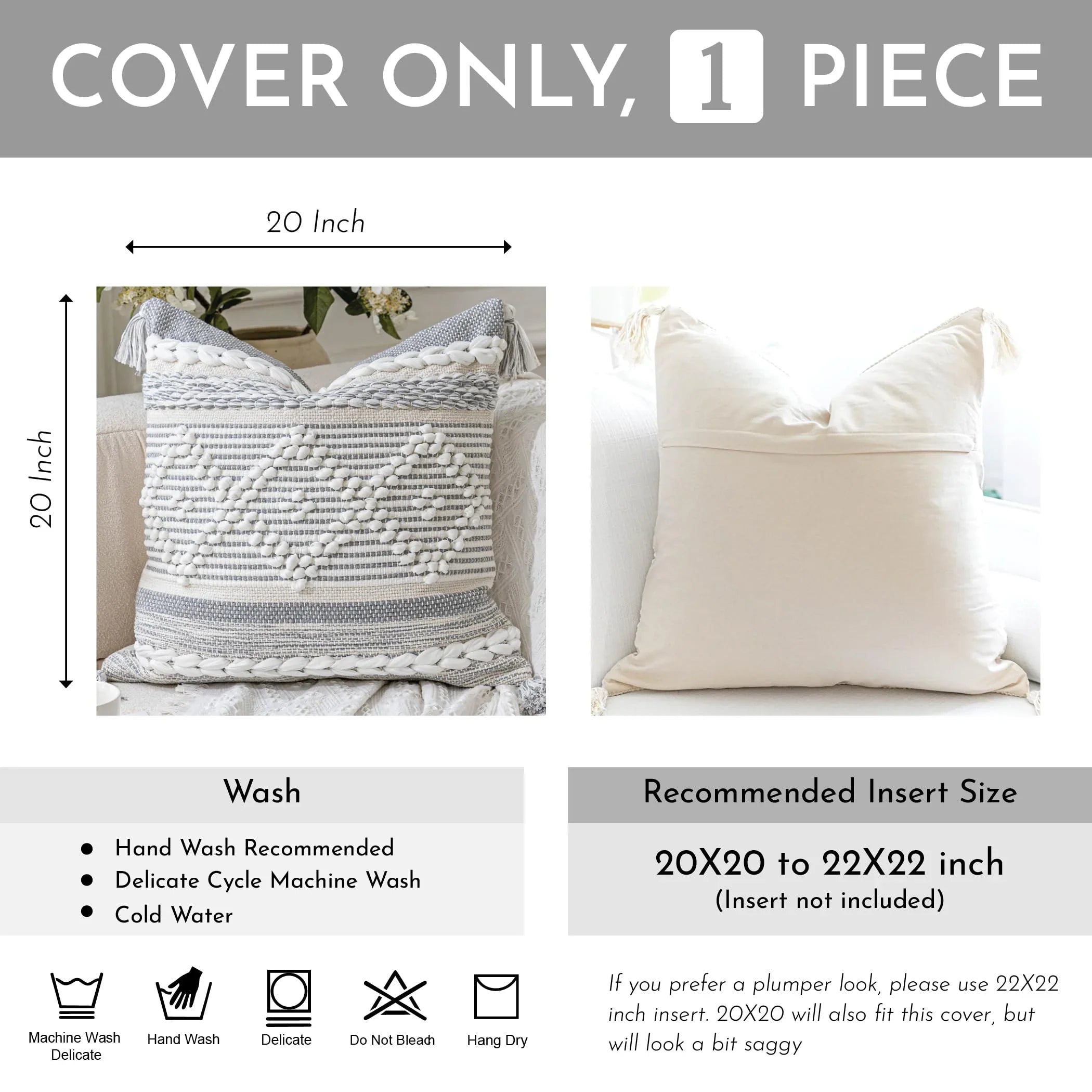 Cream Decorative Lumbar Pillow Cover – 14" x 36" - KJ Cozy Designs