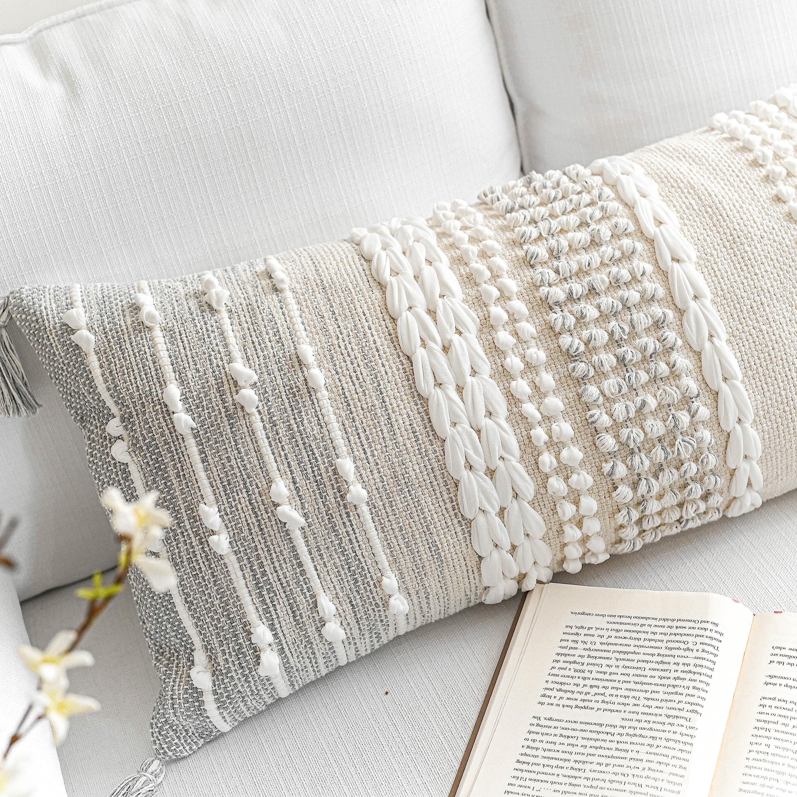 Cream Decorative Lumbar Pillow Cover – 14" x 36" - KJ Cozy Designs