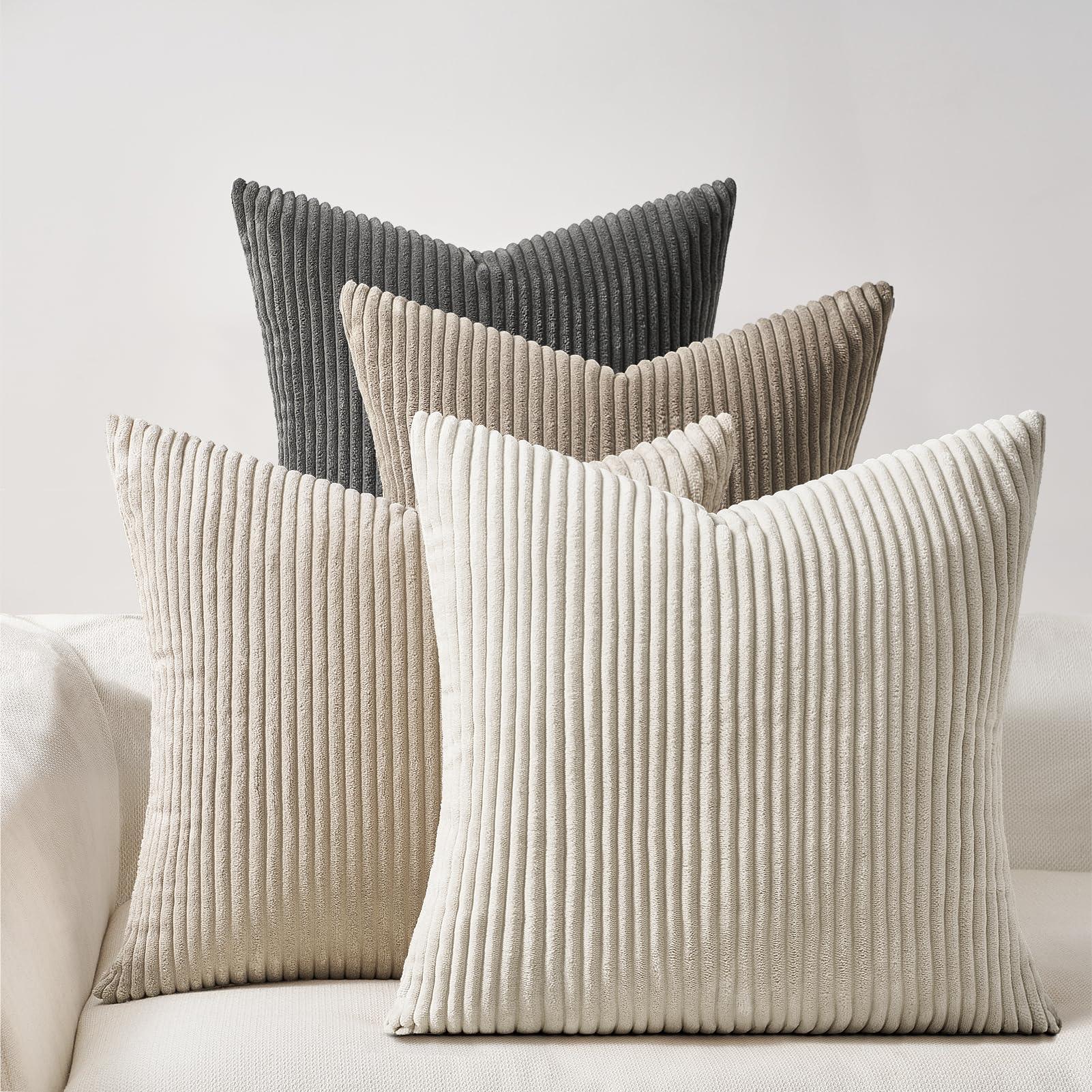Farmhouse Corduroy Throw Pillow Covers (Set of 4) - KJ Cozy Designs