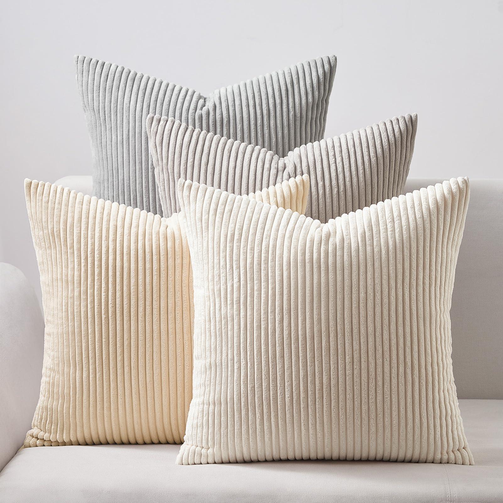 Farmhouse Corduroy Throw Pillow Covers (Set of 4) - KJ Cozy Designs