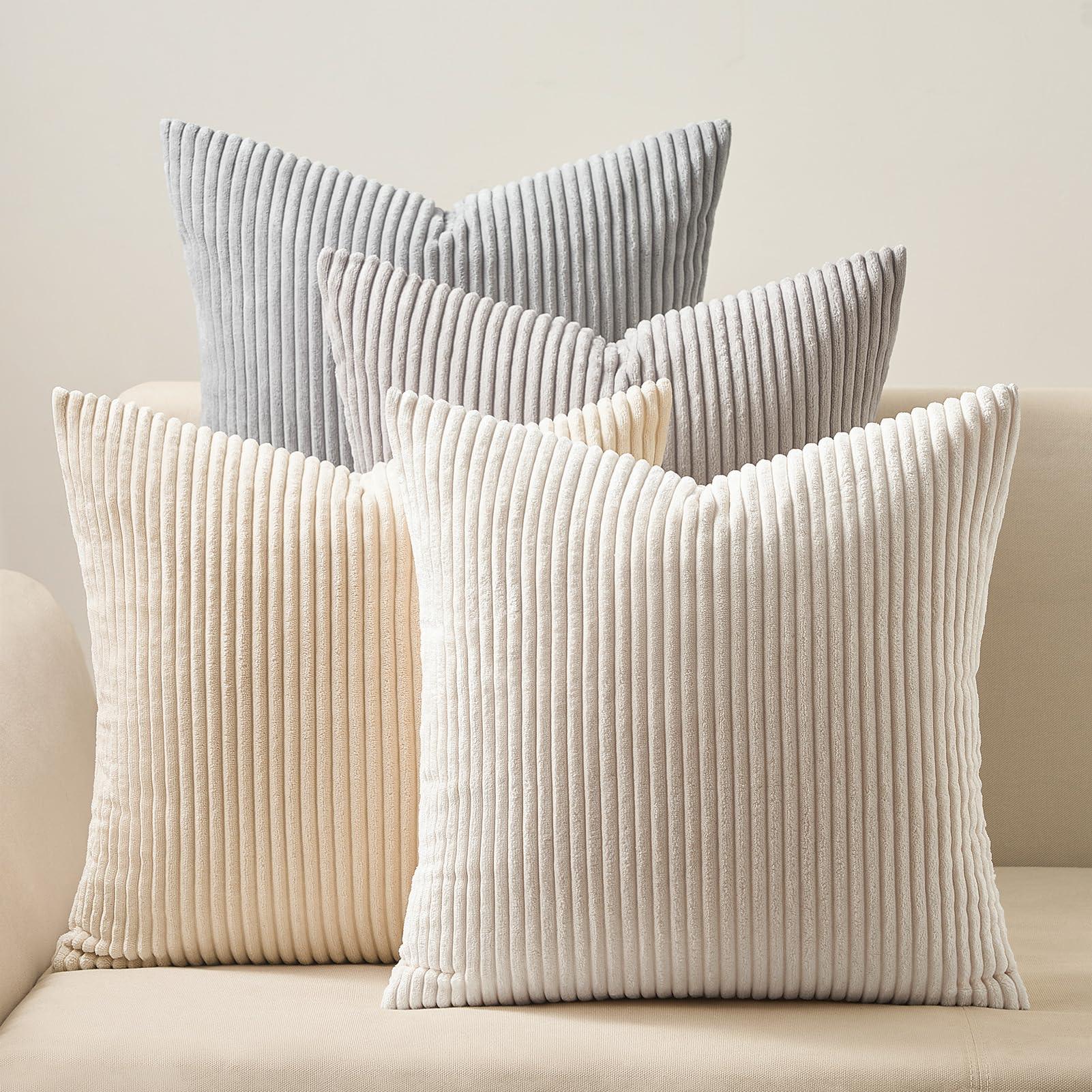 Farmhouse Corduroy Throw Pillow Covers (Set of 4) - KJ Cozy Designs