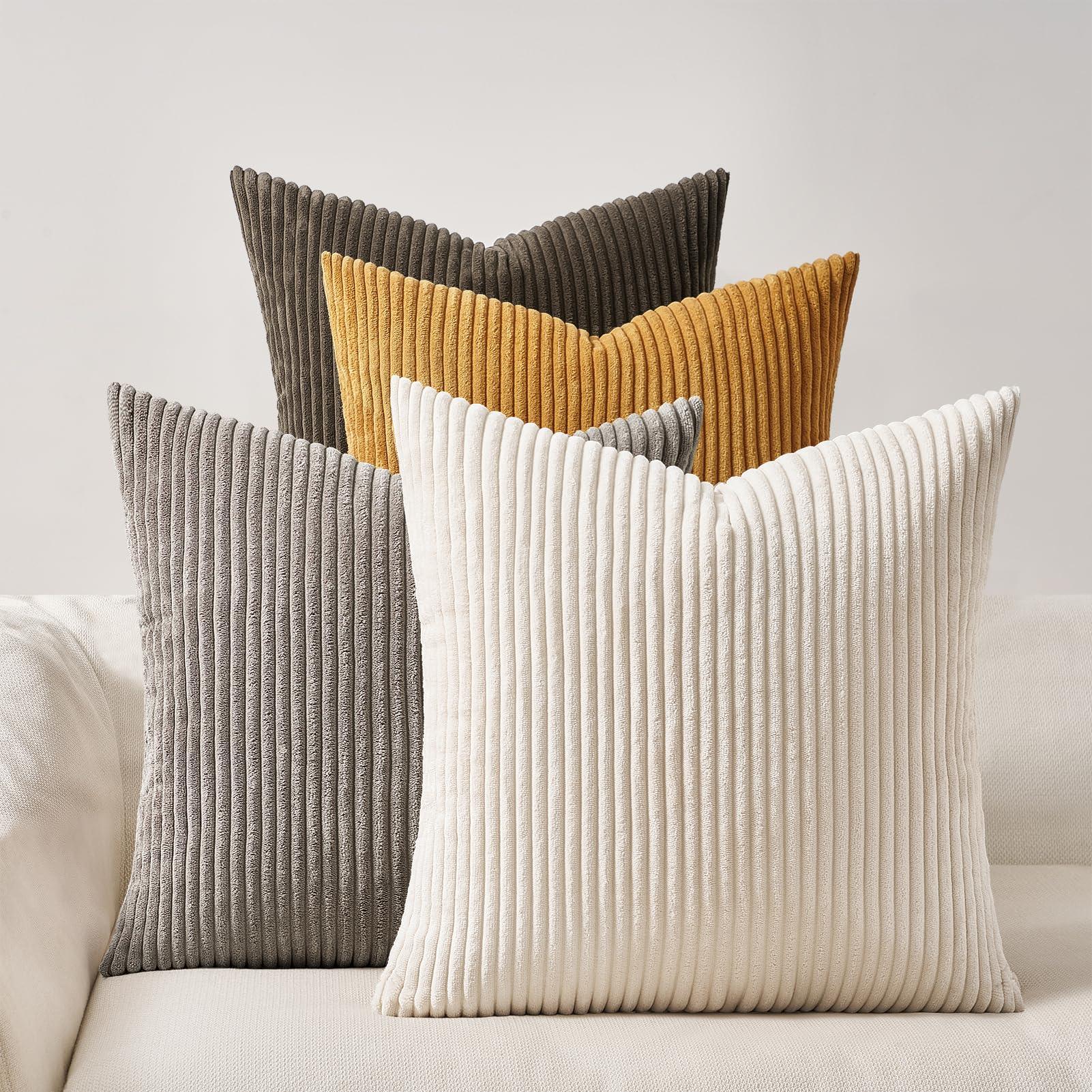 Farmhouse Corduroy Throw Pillow Covers (Set of 4) - KJ Cozy Designs