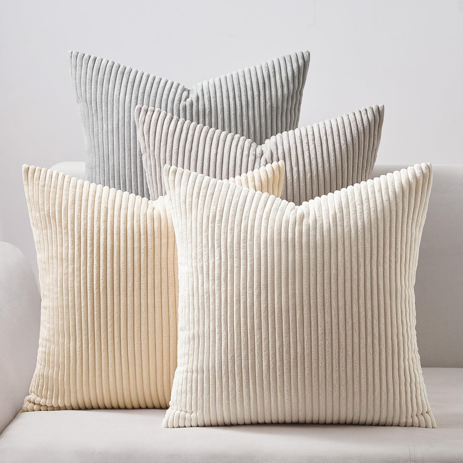 Farmhouse Corduroy Throw Pillow Covers (Set of 4) - KJ Cozy Designs