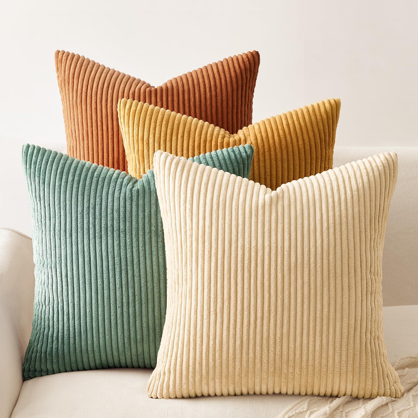 Farmhouse Corduroy Throw Pillow Covers (Set of 4) - KJ Cozy Designs