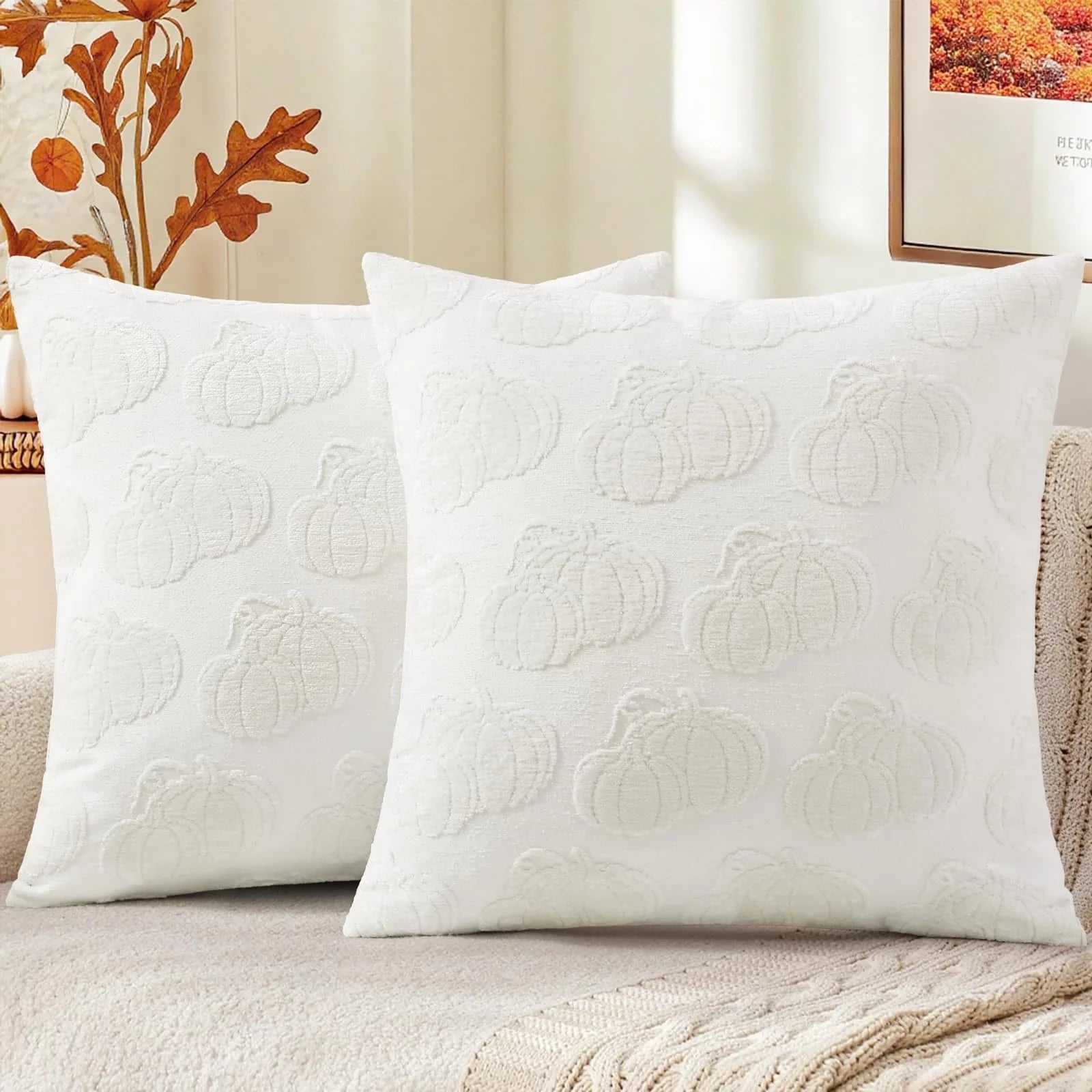 Spring Chenille Soft Throw Pillow Covers – 18" x 18" (Set of 2) - KJ Cozy Designs