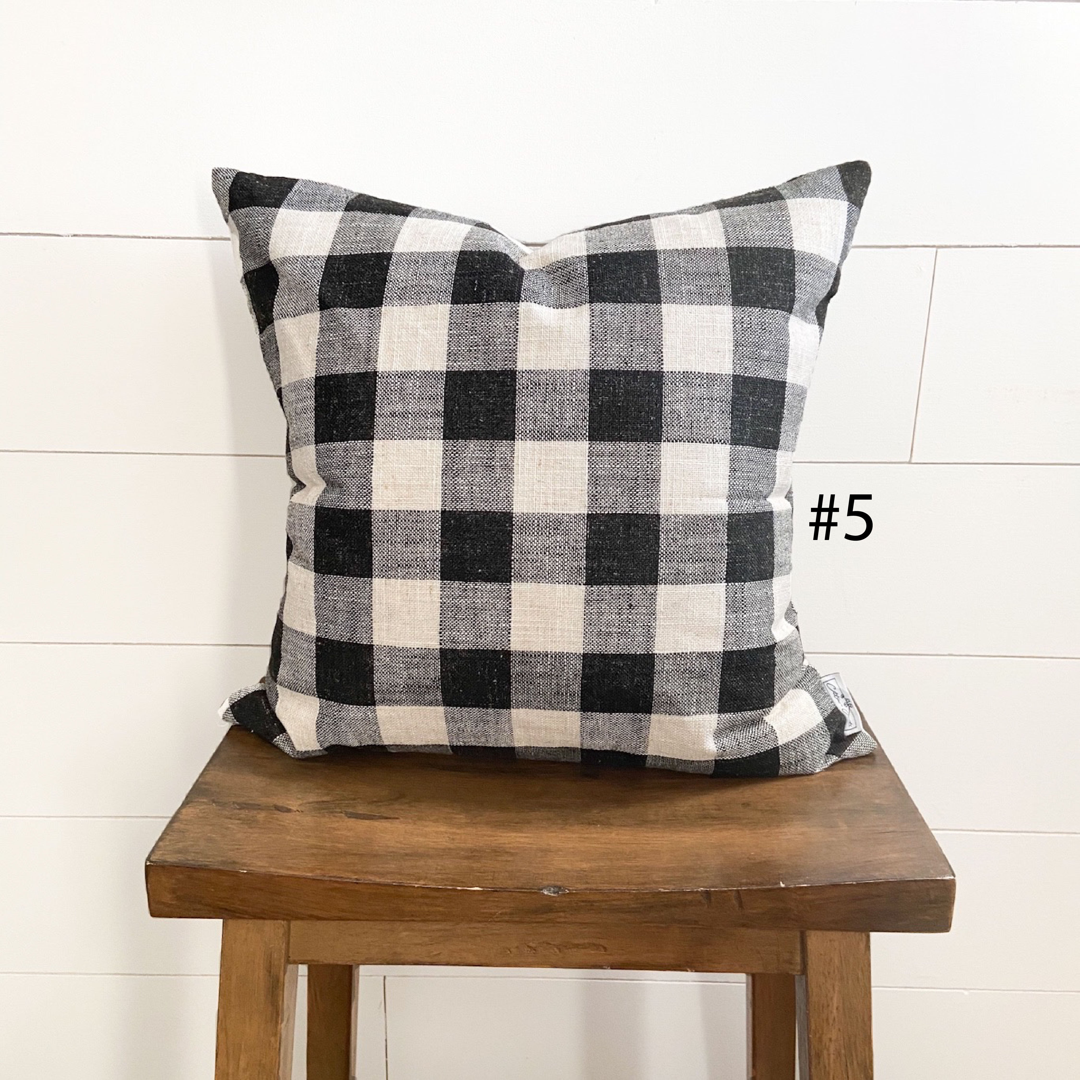 Black and White Medium Buffalo Pillow Cover 18x18 | Modern Farmhouse | Designer Pillow | High End Textured Fabric Cotton and Crate