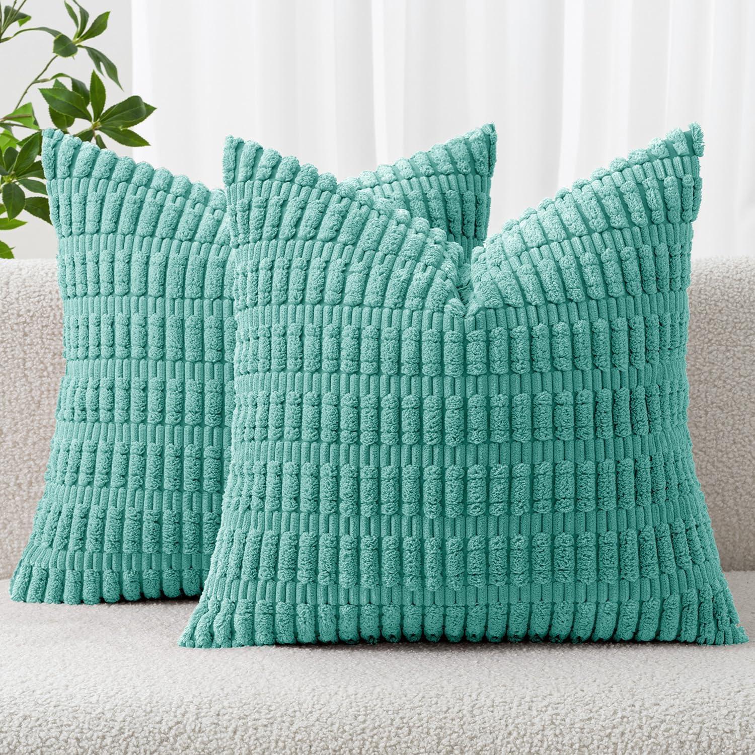 Corduroy Striped Throw Pillow Covers – 18" x 18" (Set of 2) - KJ Cozy Designs