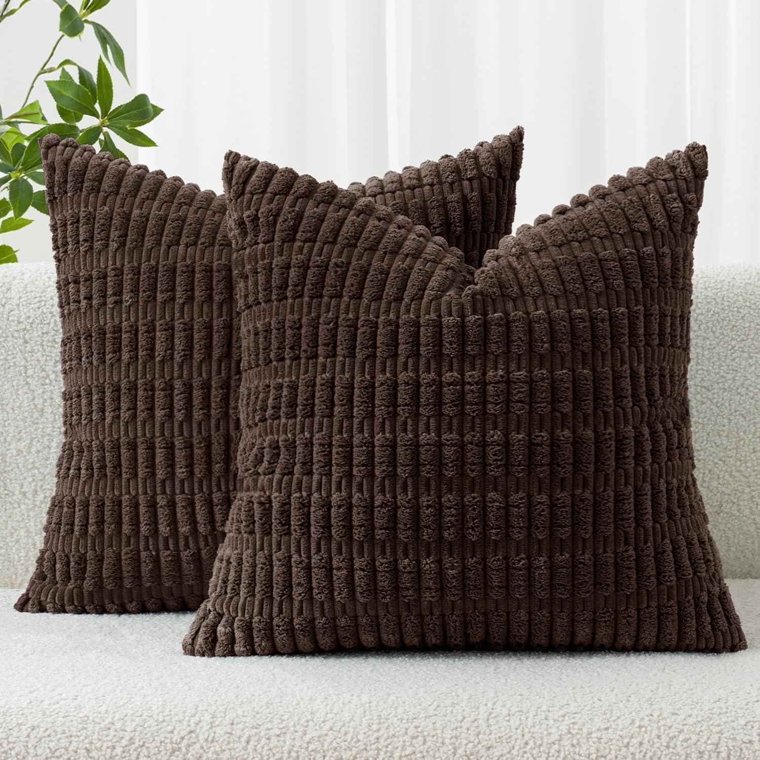 Corduroy Striped Throw Pillow Covers – 18" x 18" (Set of 2) - KJ Cozy Designs