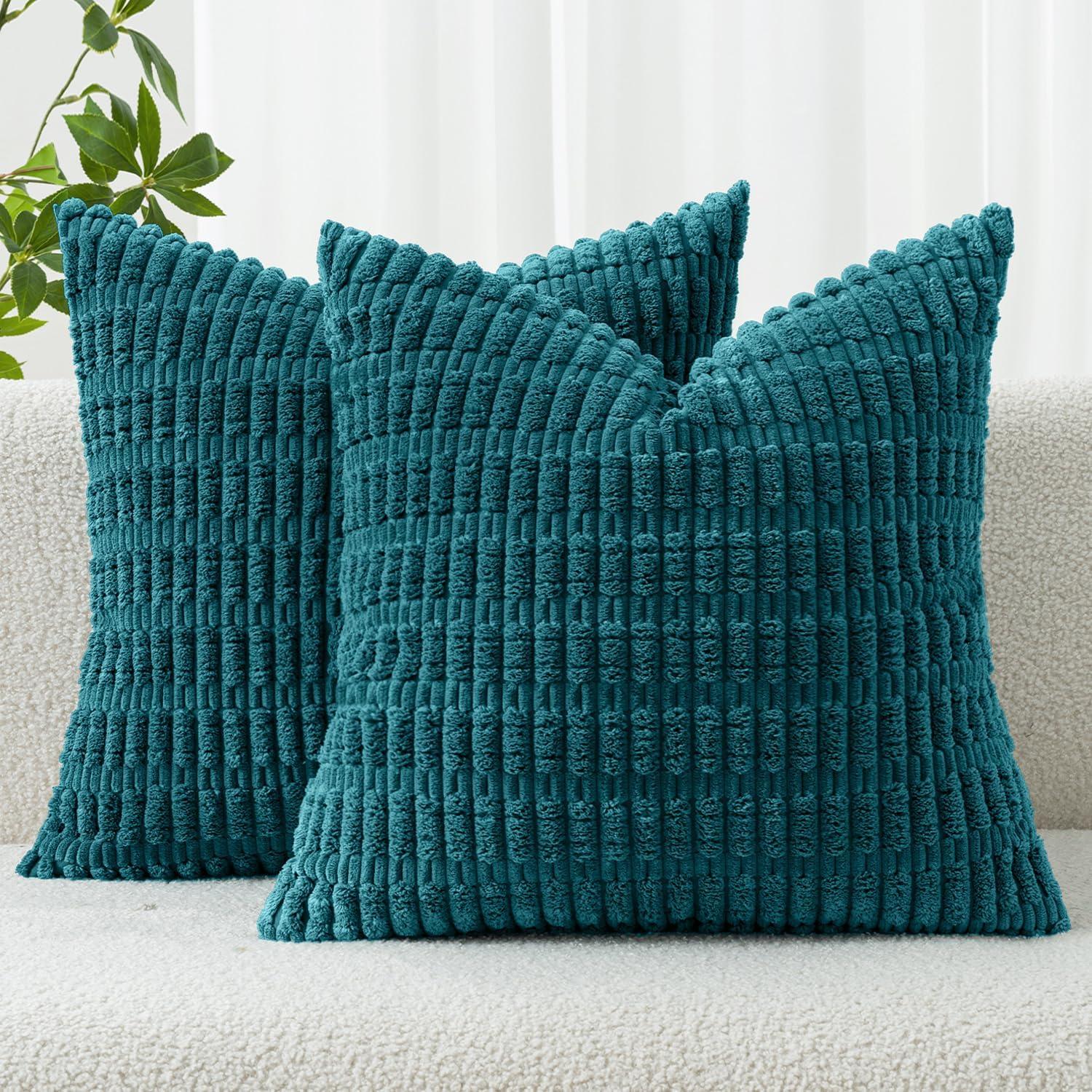 Corduroy Striped Throw Pillow Covers – 18" x 18" (Set of 2) - KJ Cozy Designs