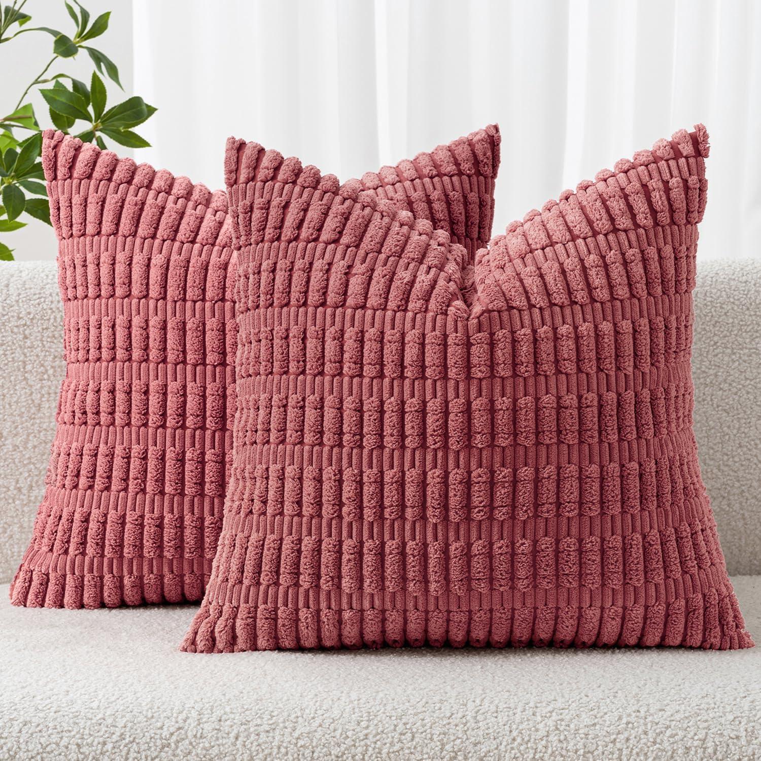 Corduroy Striped Throw Pillow Covers – 18" x 18" (Set of 2) - KJ Cozy Designs