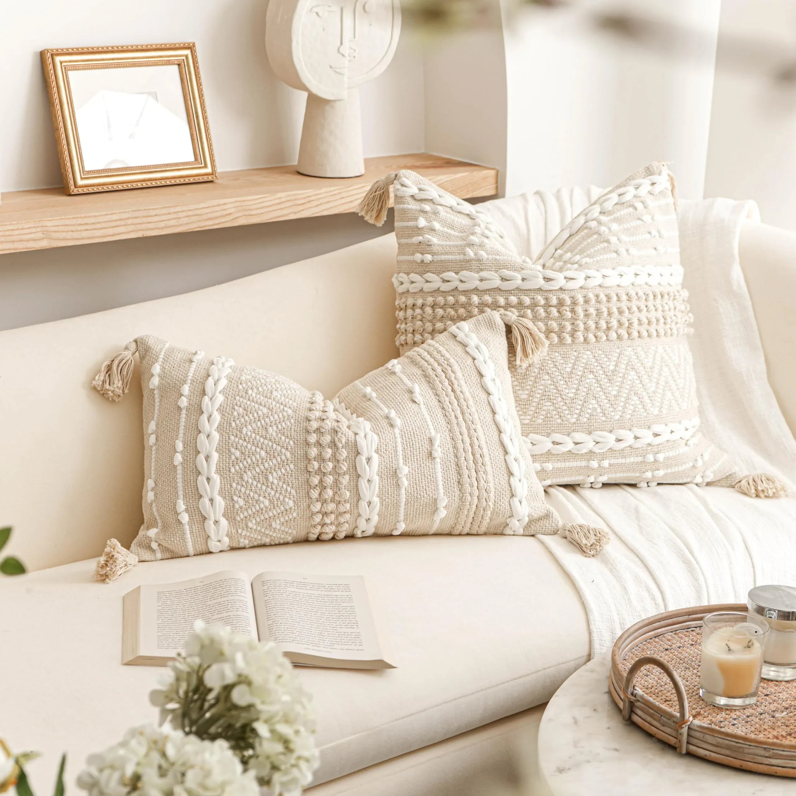 Cream Decorative Lumbar Pillow Cover – 14" x 36" - KJ Cozy Designs