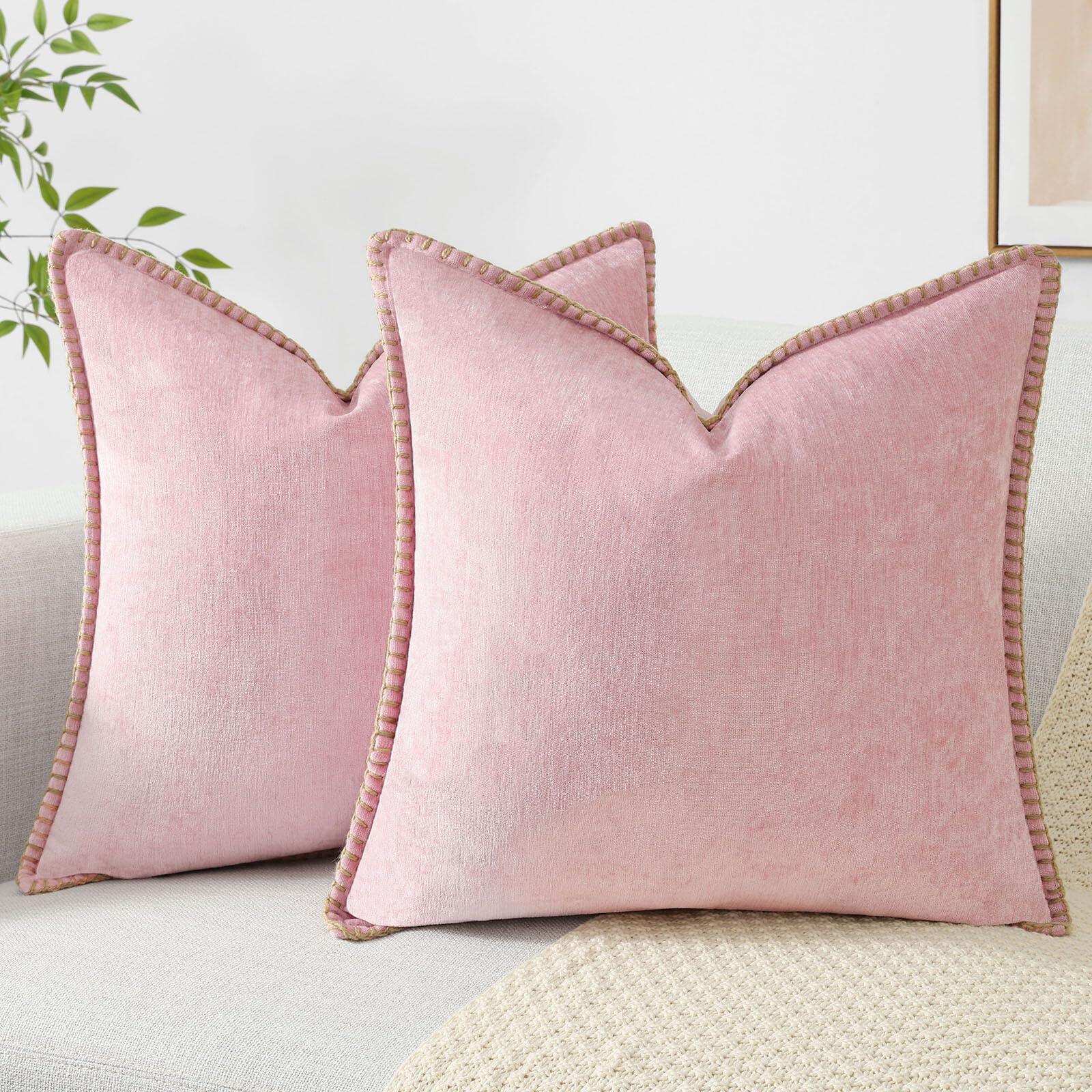 Spring Chenille Soft Throw Pillow Covers – 18" x 18" (Set of 2) - KJ Cozy Designs