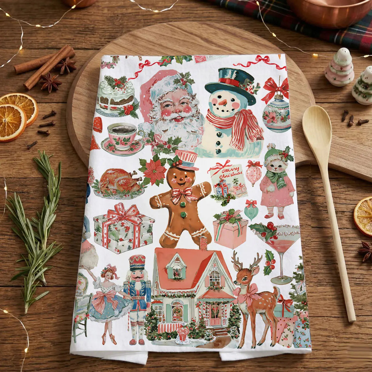 Vintage Pink Christmas Kitchen Towel Gia Roma Vintage Pink Christmas Kitchen Towel Gia Roma