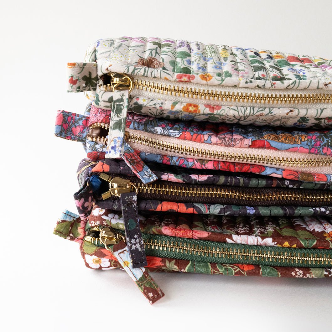 WILD FLOWERS | Cotton Quilted Pencil Pouch Botanica Paper Co.® WILD FLOWERS | Cotton Quilted Pencil Pouch Botanica Paper Co.®