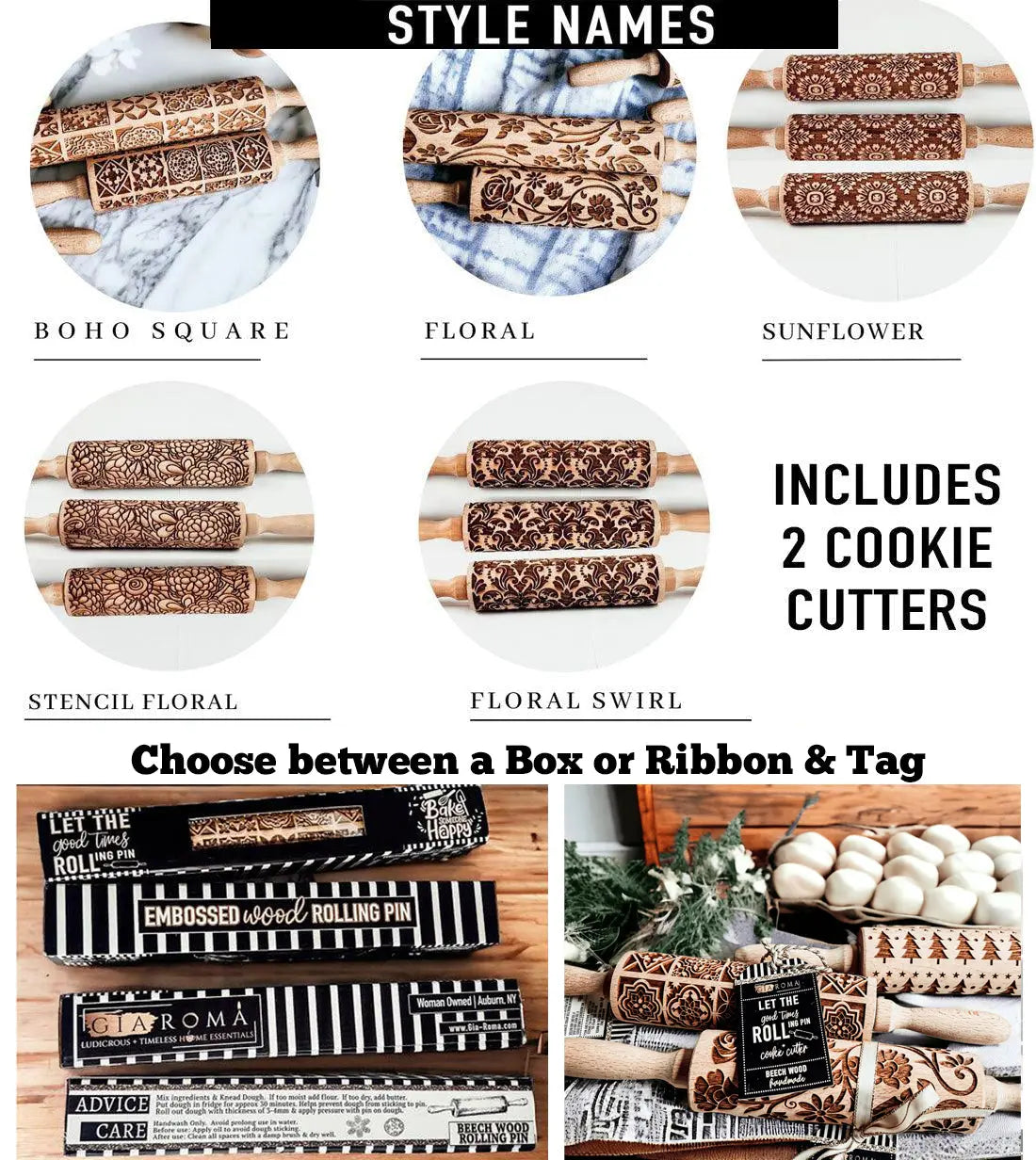 Rolling Pins - Box Style Gia Roma Rolling Pins - Box Style Gia Roma