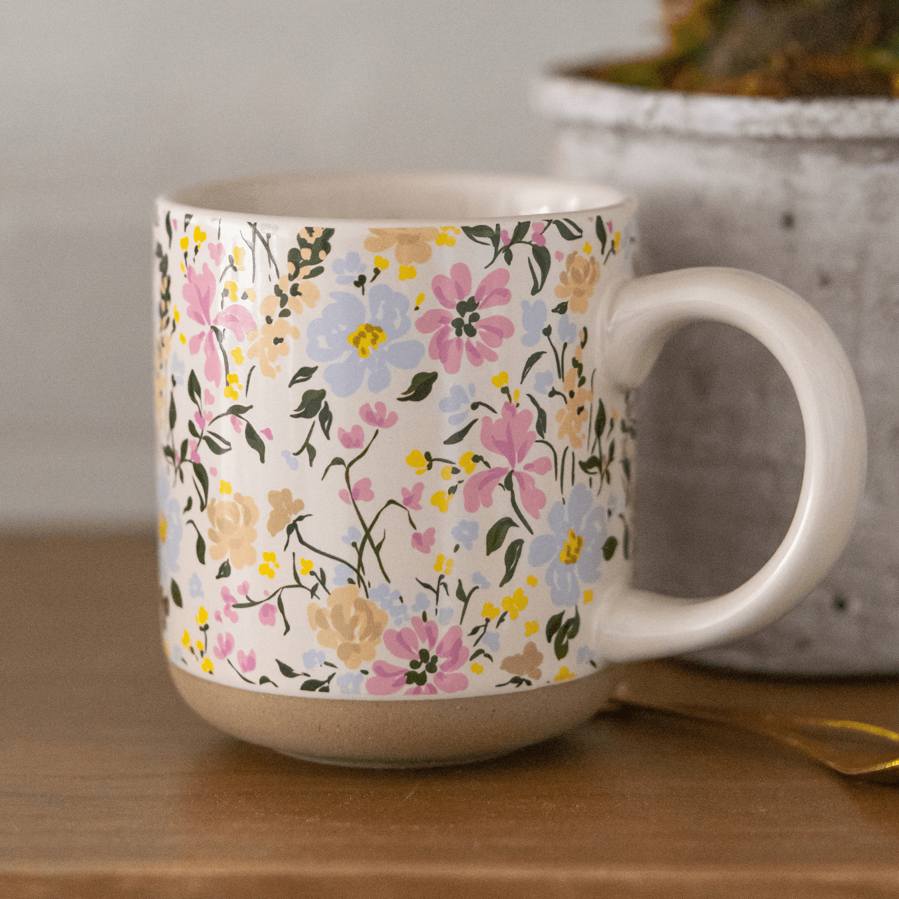 Floral 14oz. Stoneware Coffee Mug - KJ Cozy Designs
