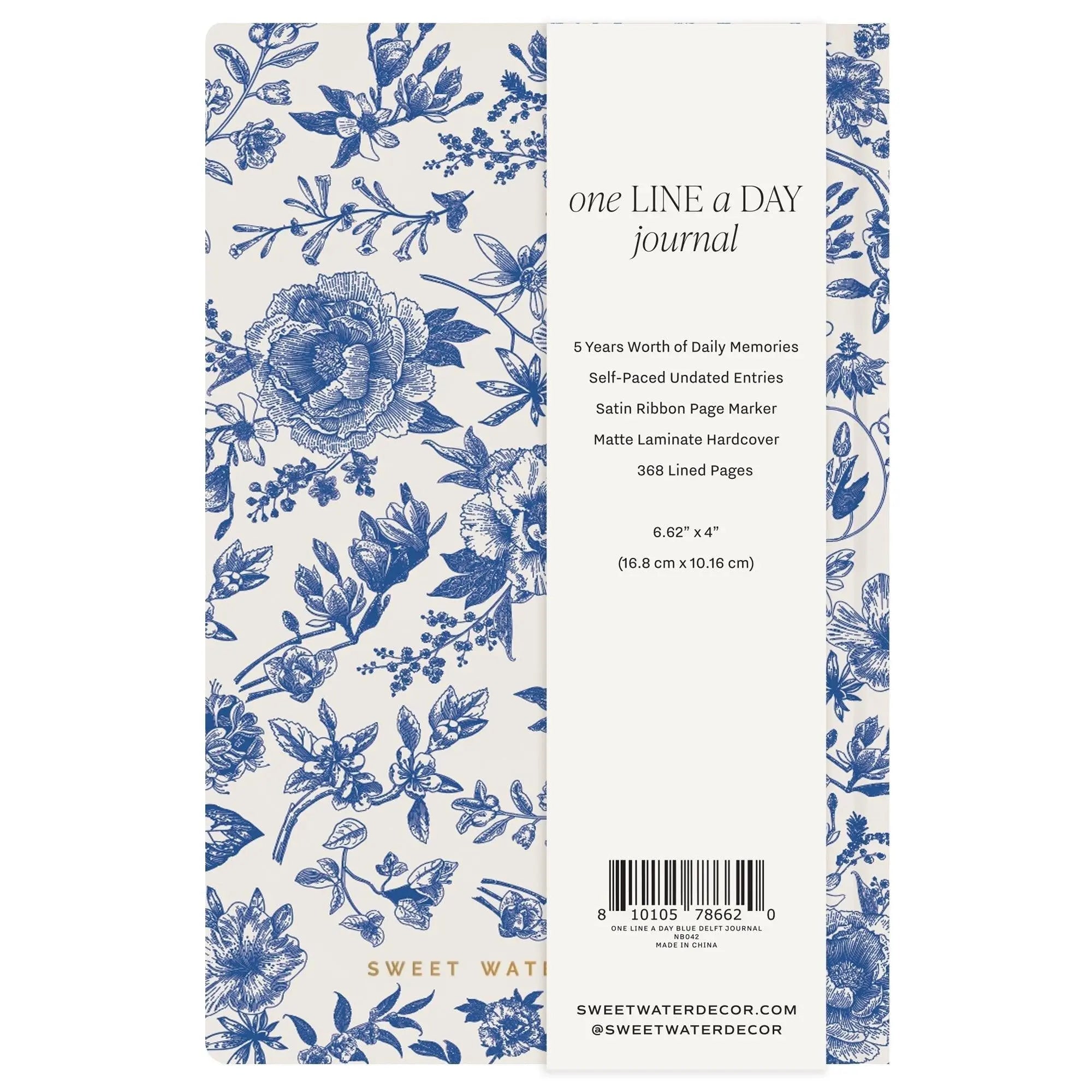 Floral patterned journal with text on a white background
