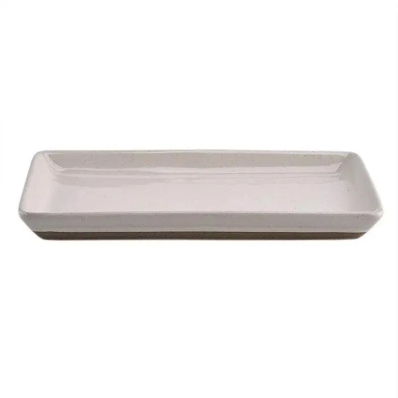 Cream speckled ceramic tray for farmhouse kitchen or bathroom decor