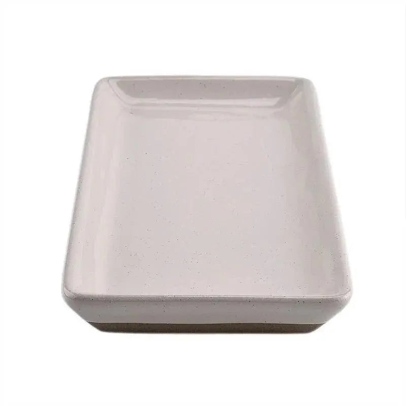 Speckled ceramic rectangular tray for farmhouse kitchen or bathroom decor