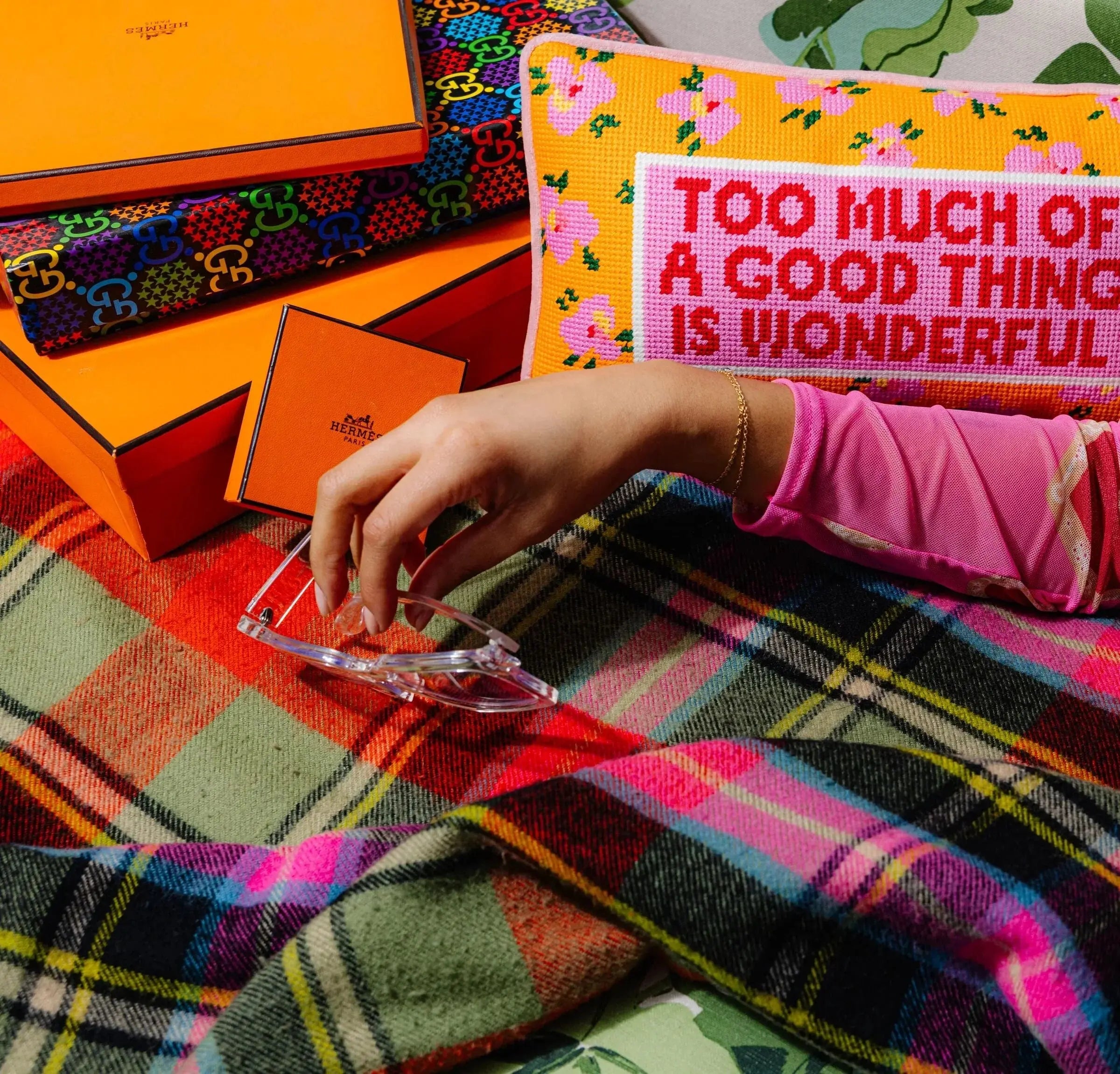 Too Much Needlepoint Pillow Furbish Studio