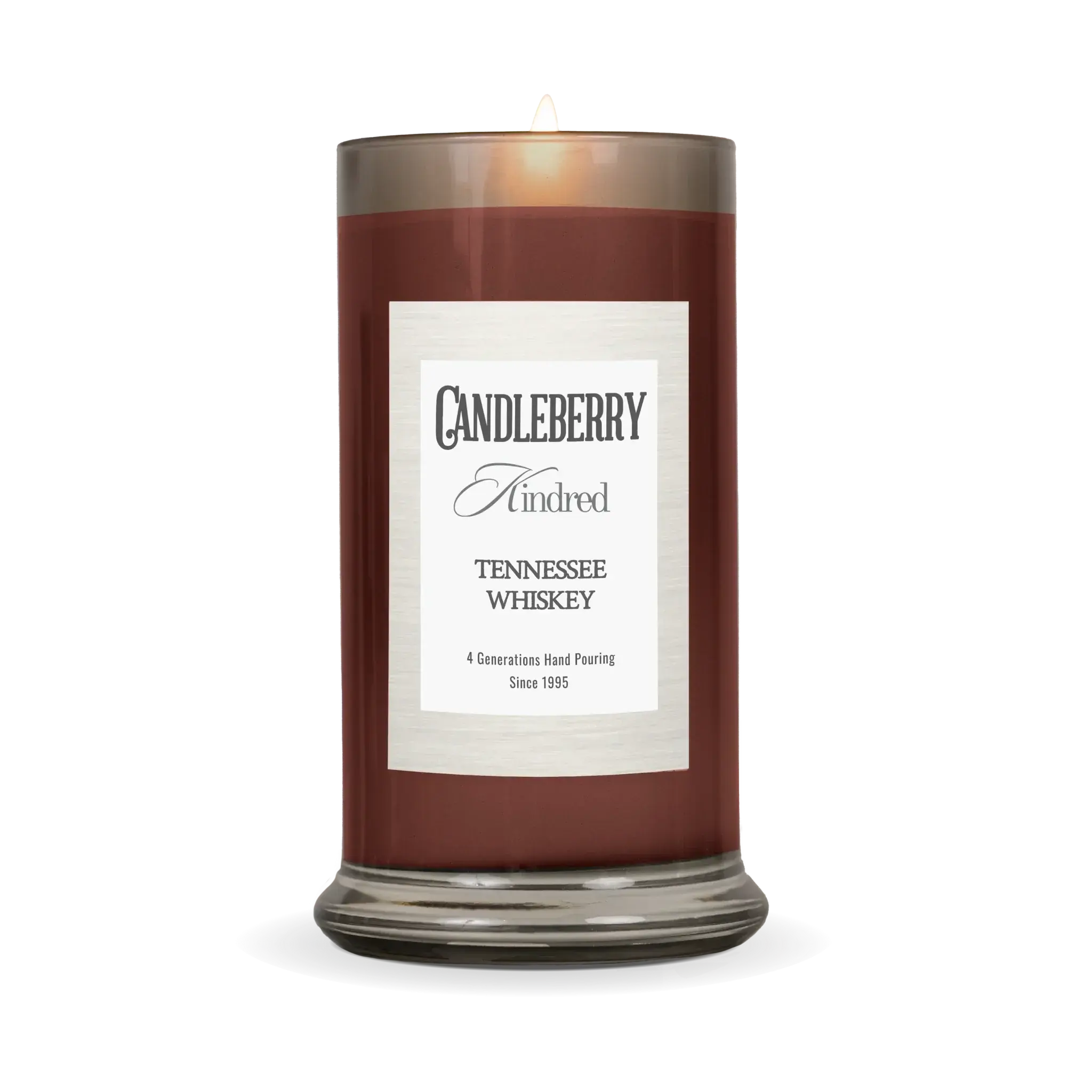Tennessee Whiskey scented candle in rustic glass jar, cozy farmhouse decor