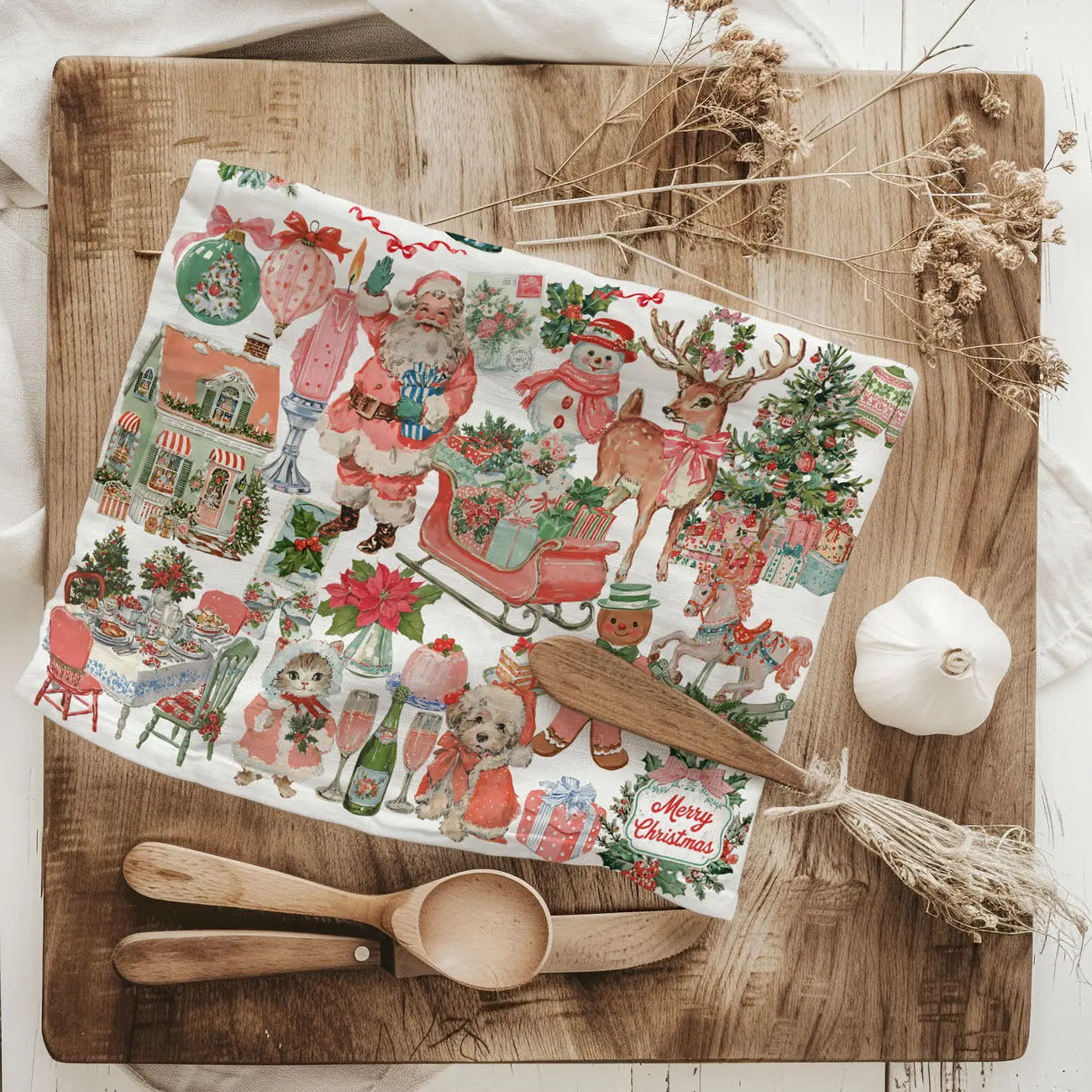 Vintage Pink Christmas Kitchen Towel Gia Roma Vintage Pink Christmas Kitchen Towel Gia Roma
