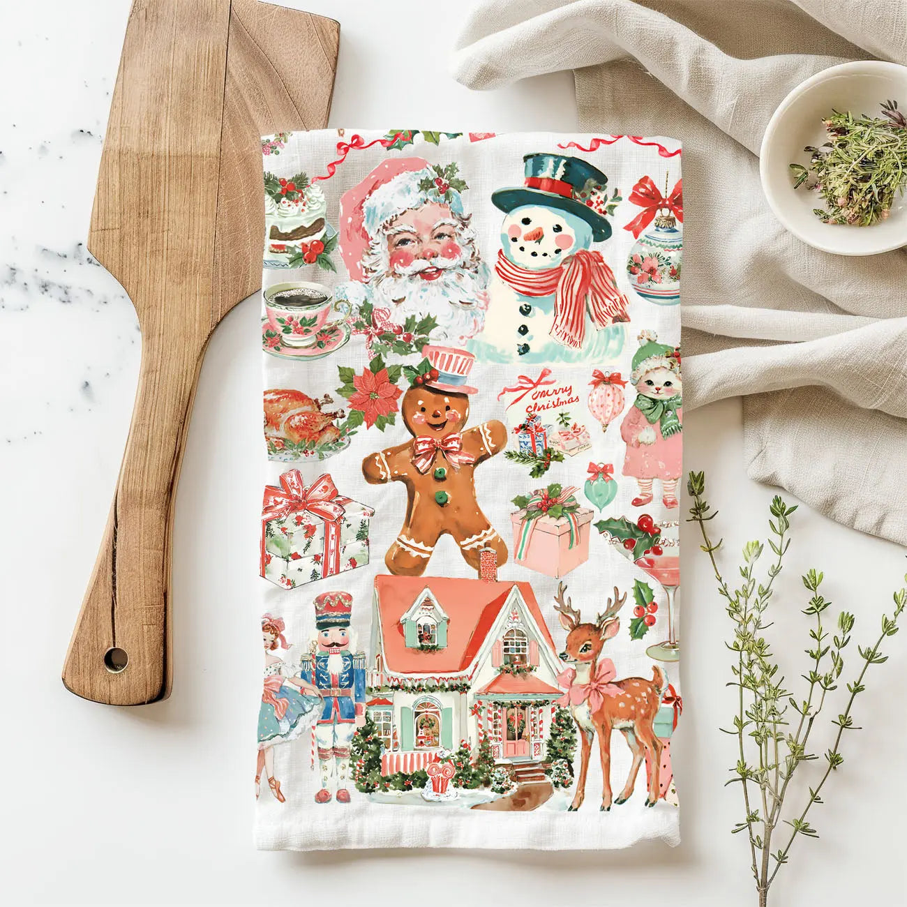 Vintage Pink Christmas Kitchen Towel Gia Roma Vintage Pink Christmas Kitchen Towel Gia Roma