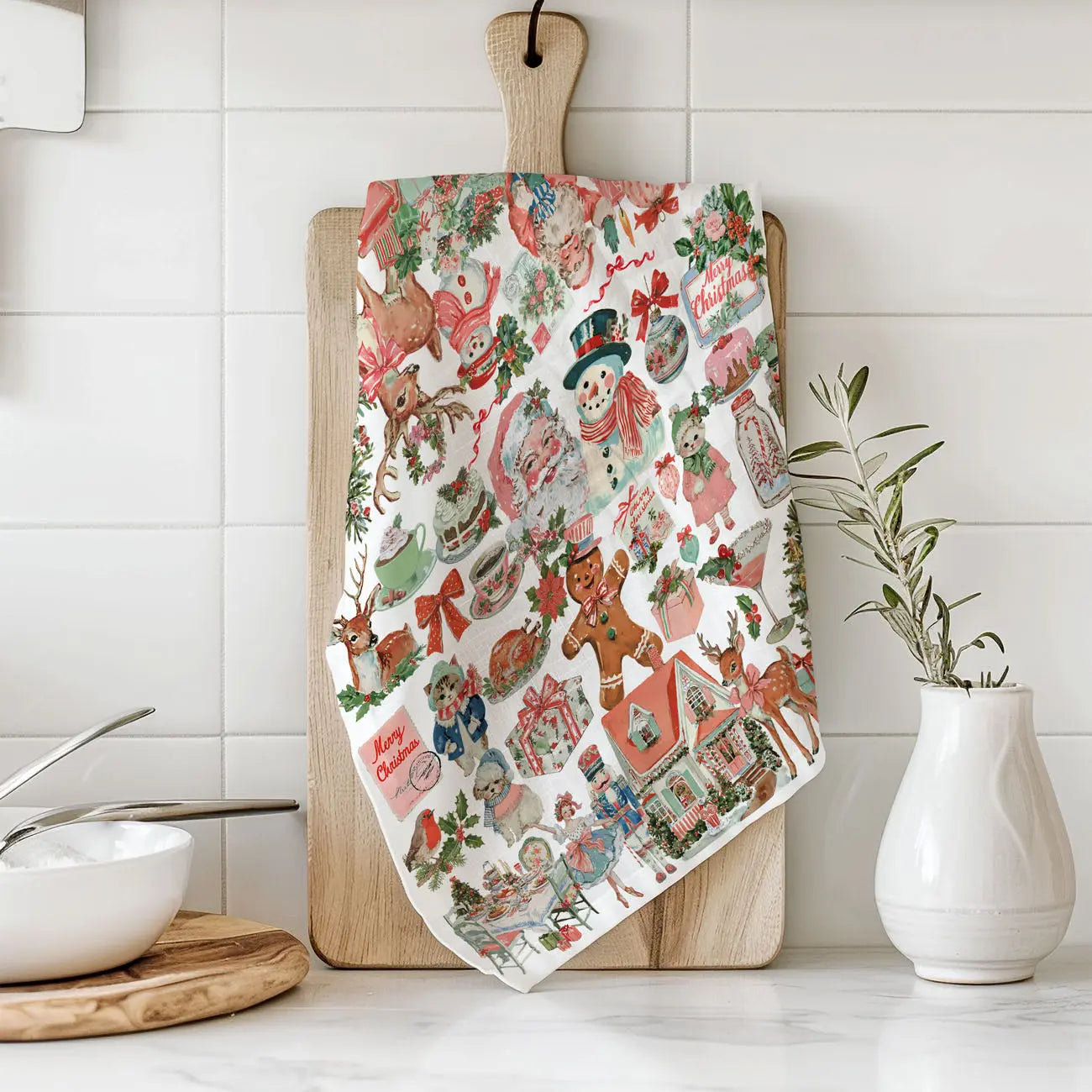 Vintage Pink Christmas Kitchen Towel Gia Roma Vintage Pink Christmas Kitchen Towel Gia Roma