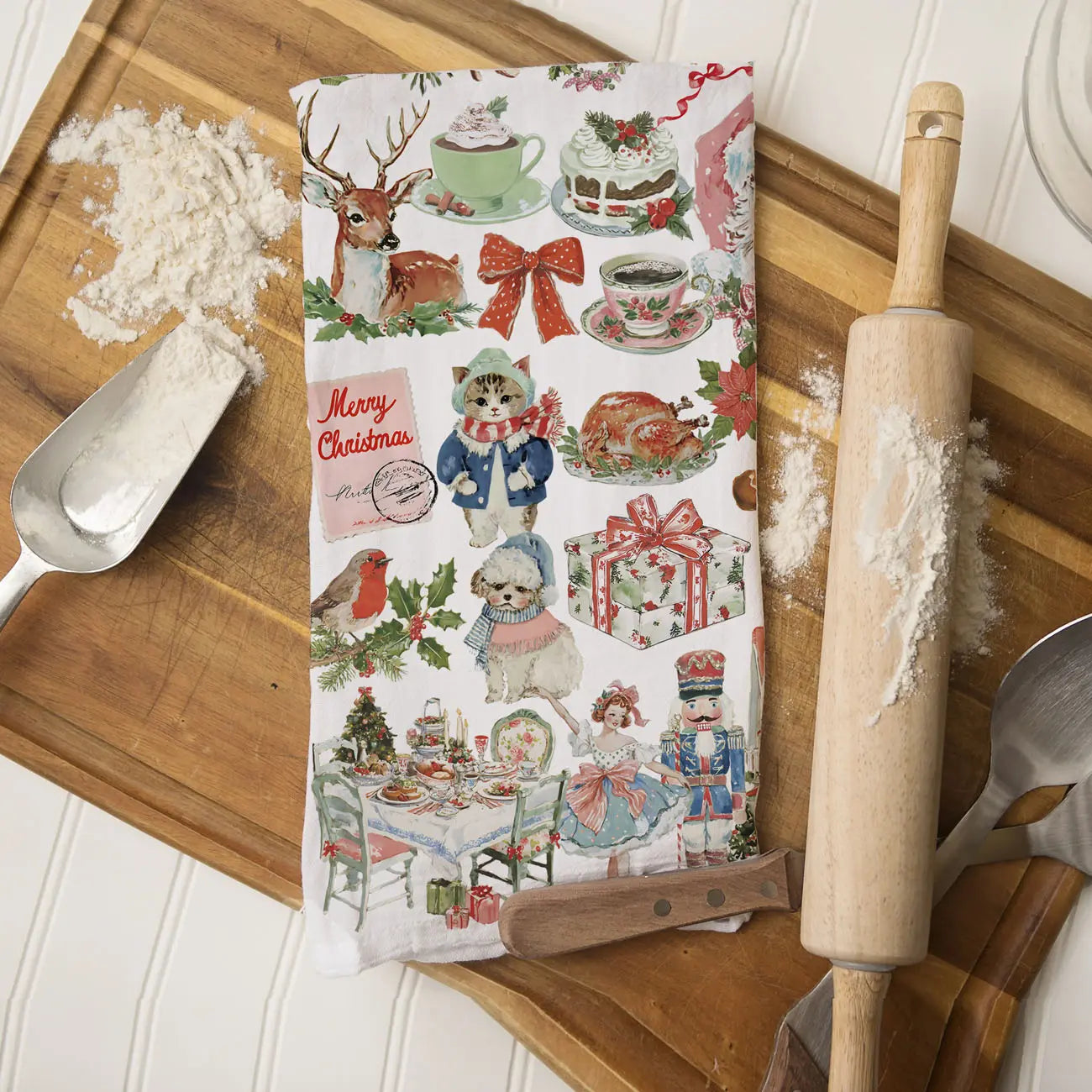 Vintage Pink Christmas Kitchen Towel Gia Roma Vintage Pink Christmas Kitchen Towel Gia Roma