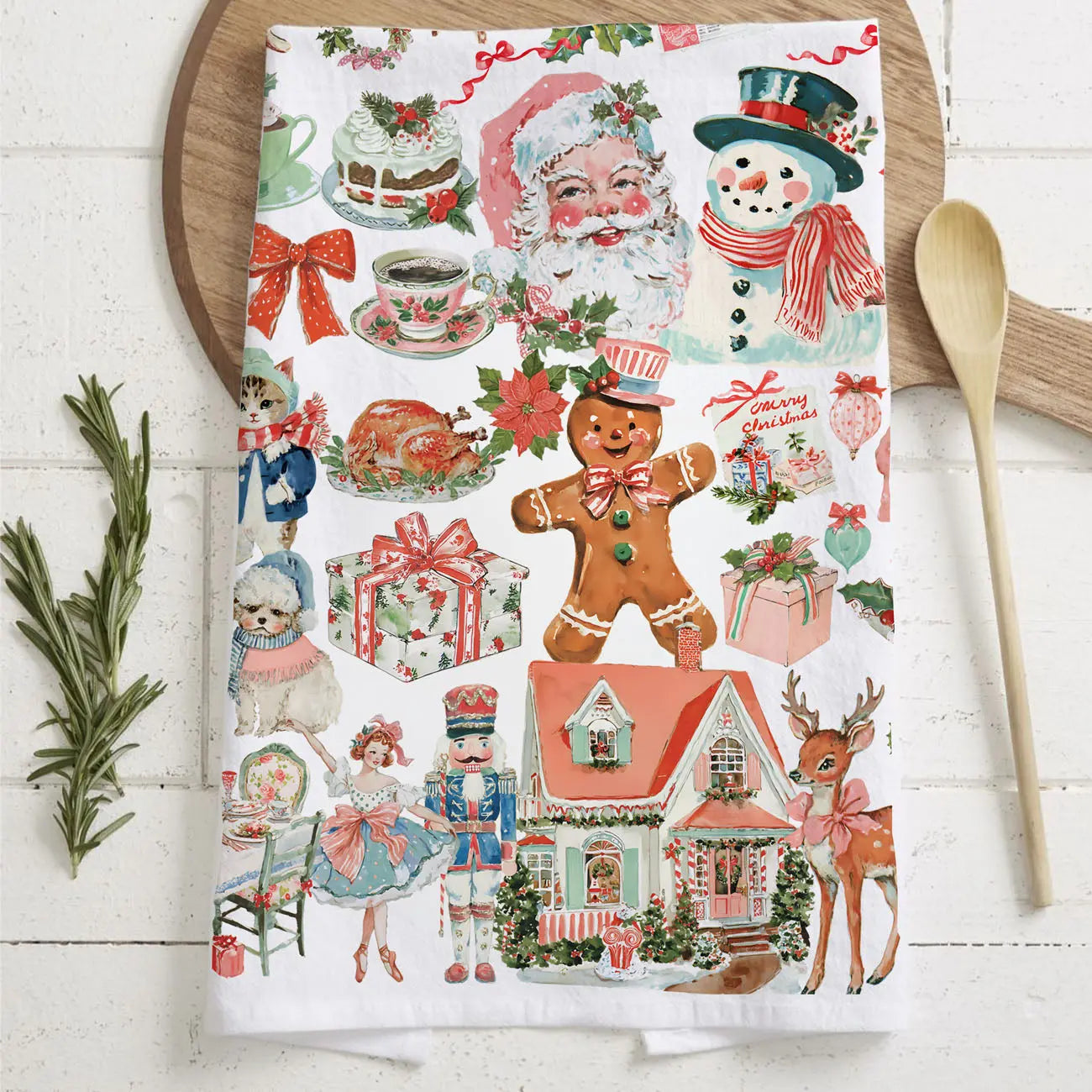 Vintage Pink Christmas Kitchen Towel Gia Roma Vintage Pink Christmas Kitchen Towel Gia Roma