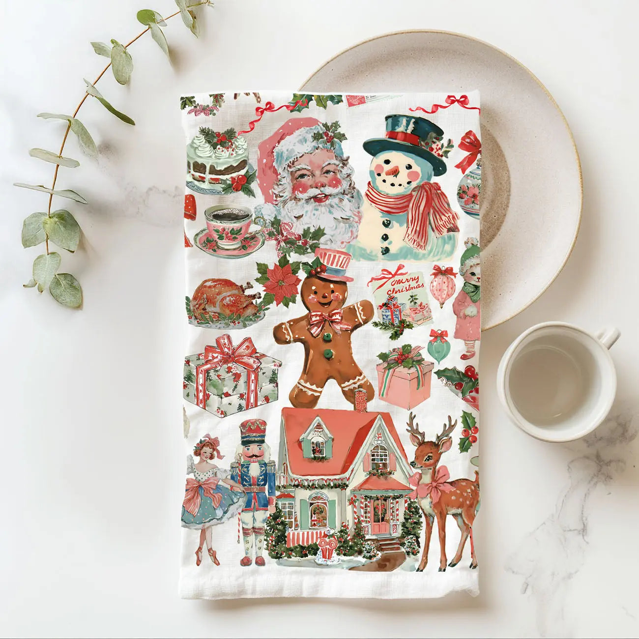 Vintage Pink Christmas Kitchen Towel Gia Roma Vintage Pink Christmas Kitchen Towel Gia Roma