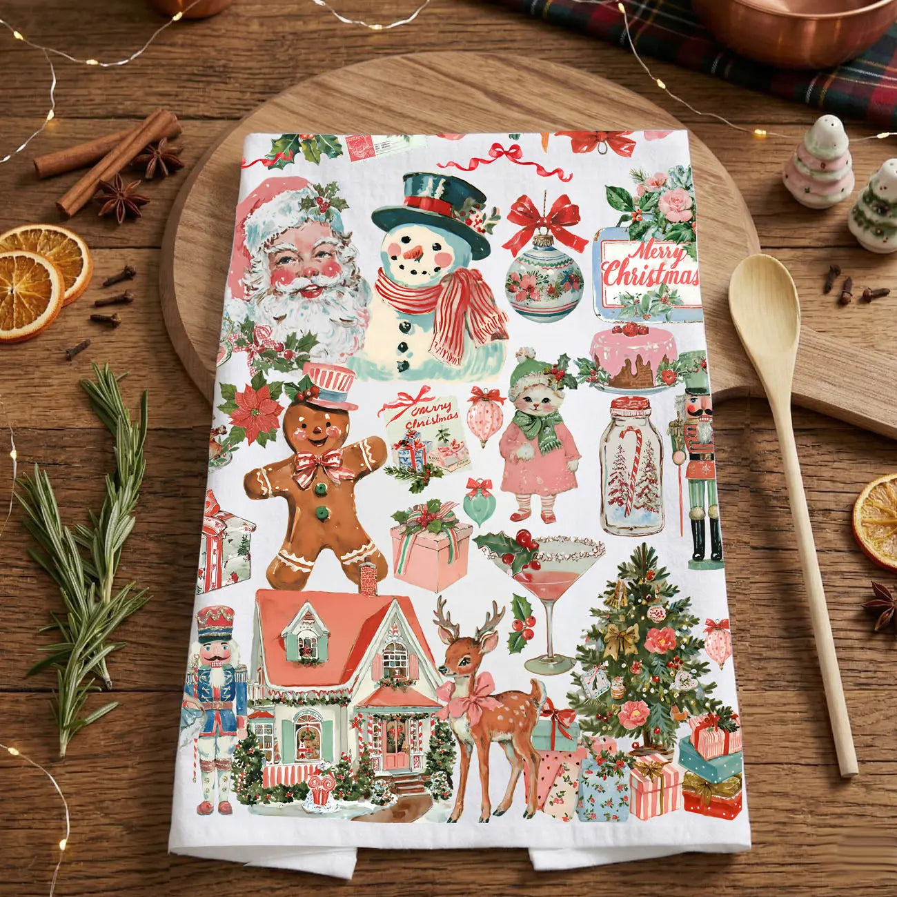 Vintage Pink Christmas Kitchen Towel Gia Roma Vintage Pink Christmas Kitchen Towel Gia Roma