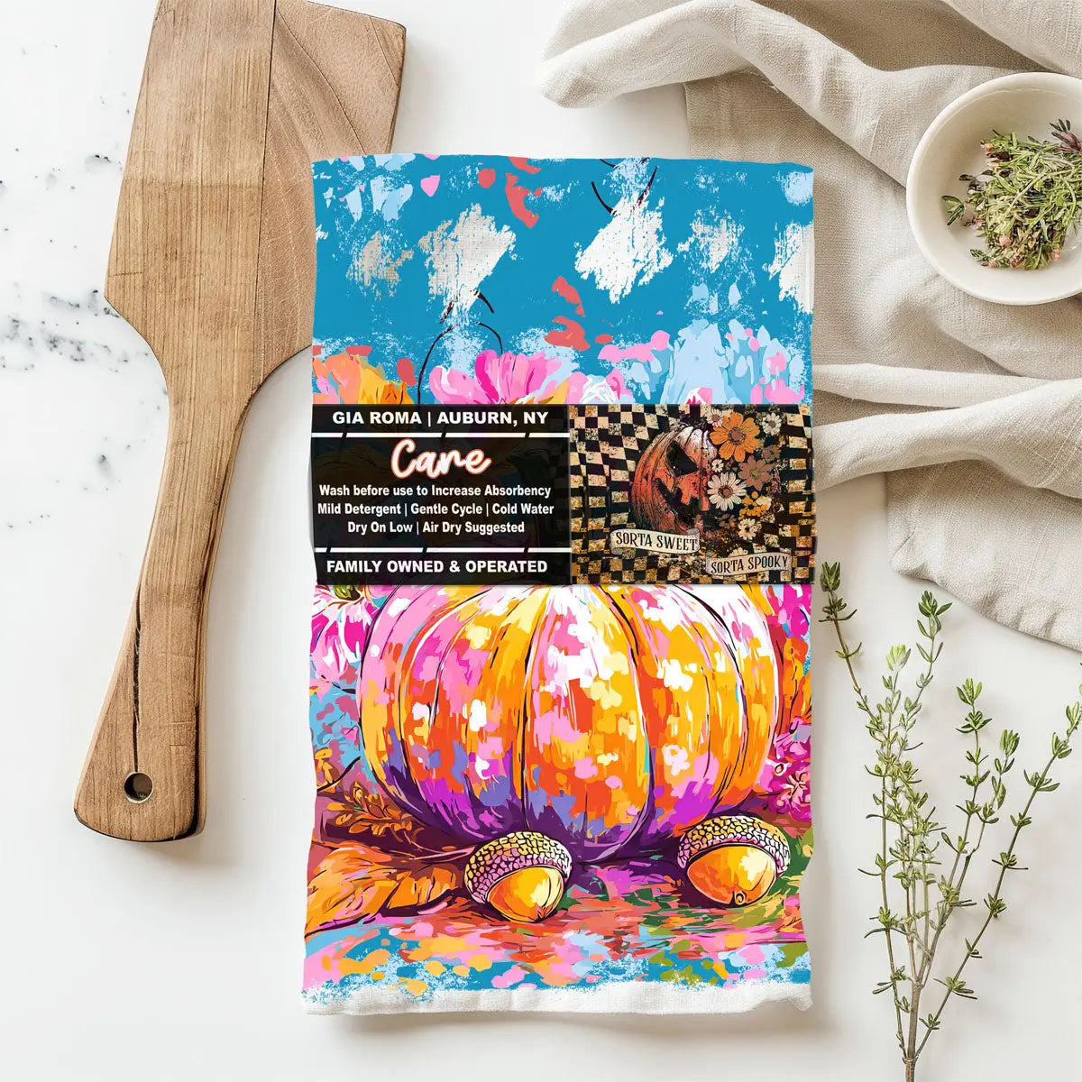 Painted Pumpkin Kitchen Towel Gia Roma Painted Pumpkin Kitchen Towel Gia Roma