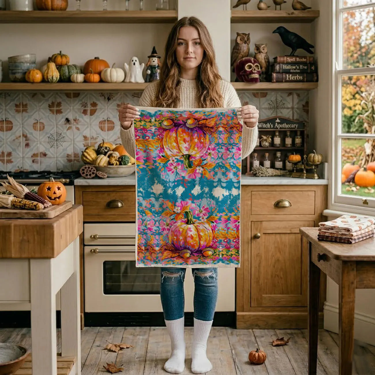 Painted Pumpkin Kitchen Towel Gia Roma Painted Pumpkin Kitchen Towel Gia Roma