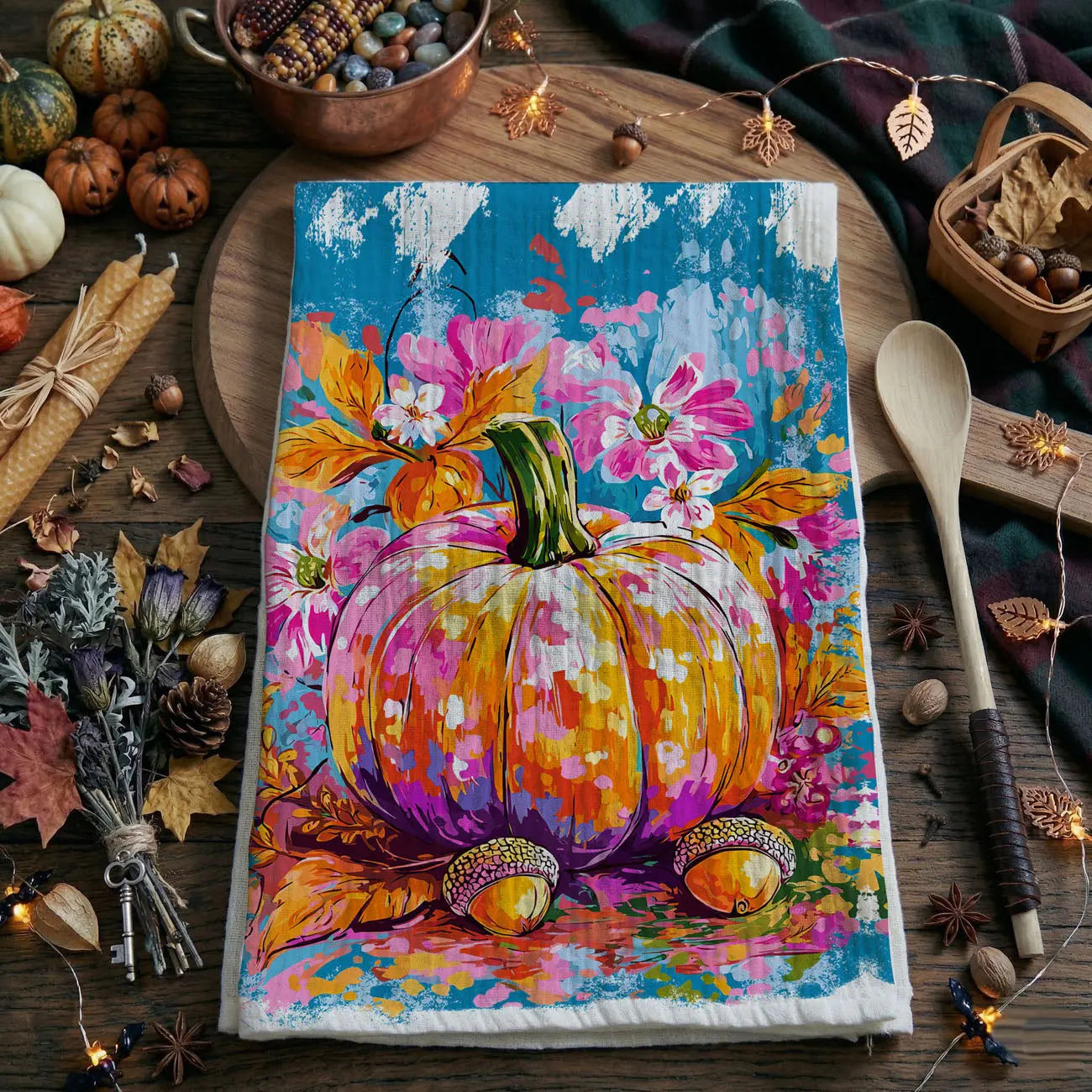 Painted Pumpkin Kitchen Towel Gia Roma Painted Pumpkin Kitchen Towel Gia Roma