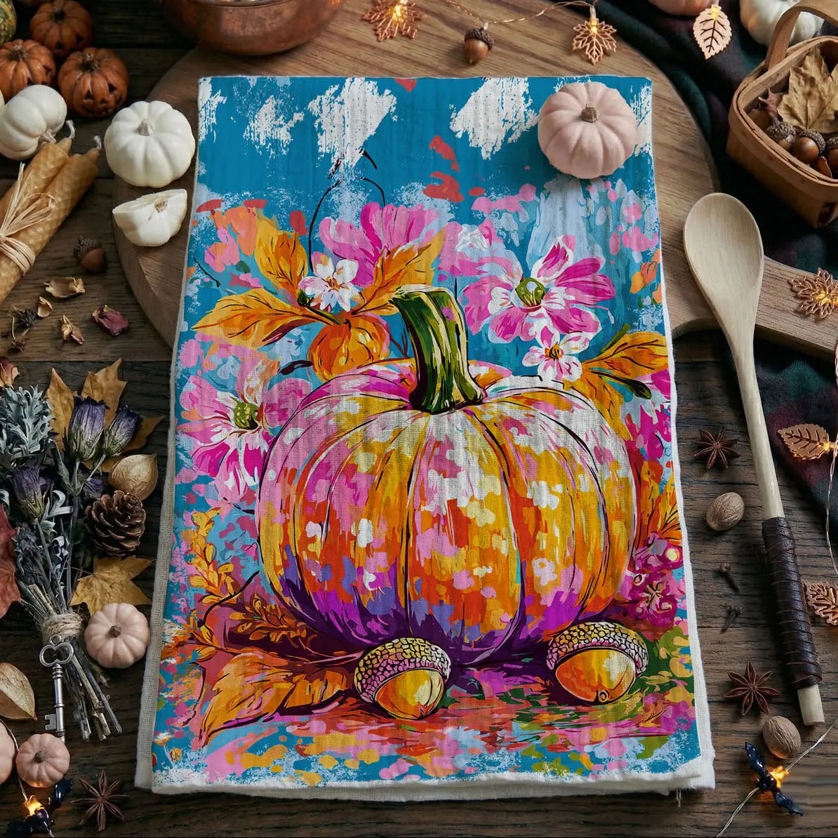 Painted Pumpkin Kitchen Towel Gia Roma Painted Pumpkin Kitchen Towel Gia Roma