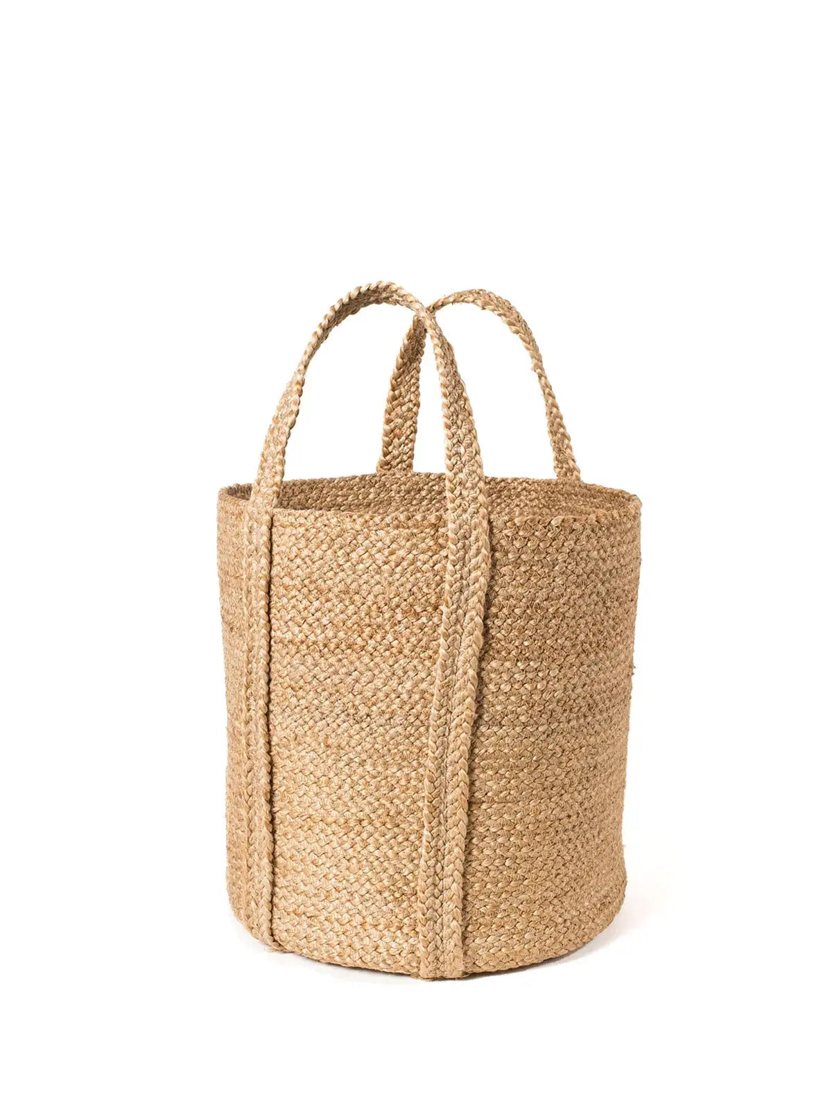 Woven seagrass basket with handles, farmhouse decor for cozy home storage