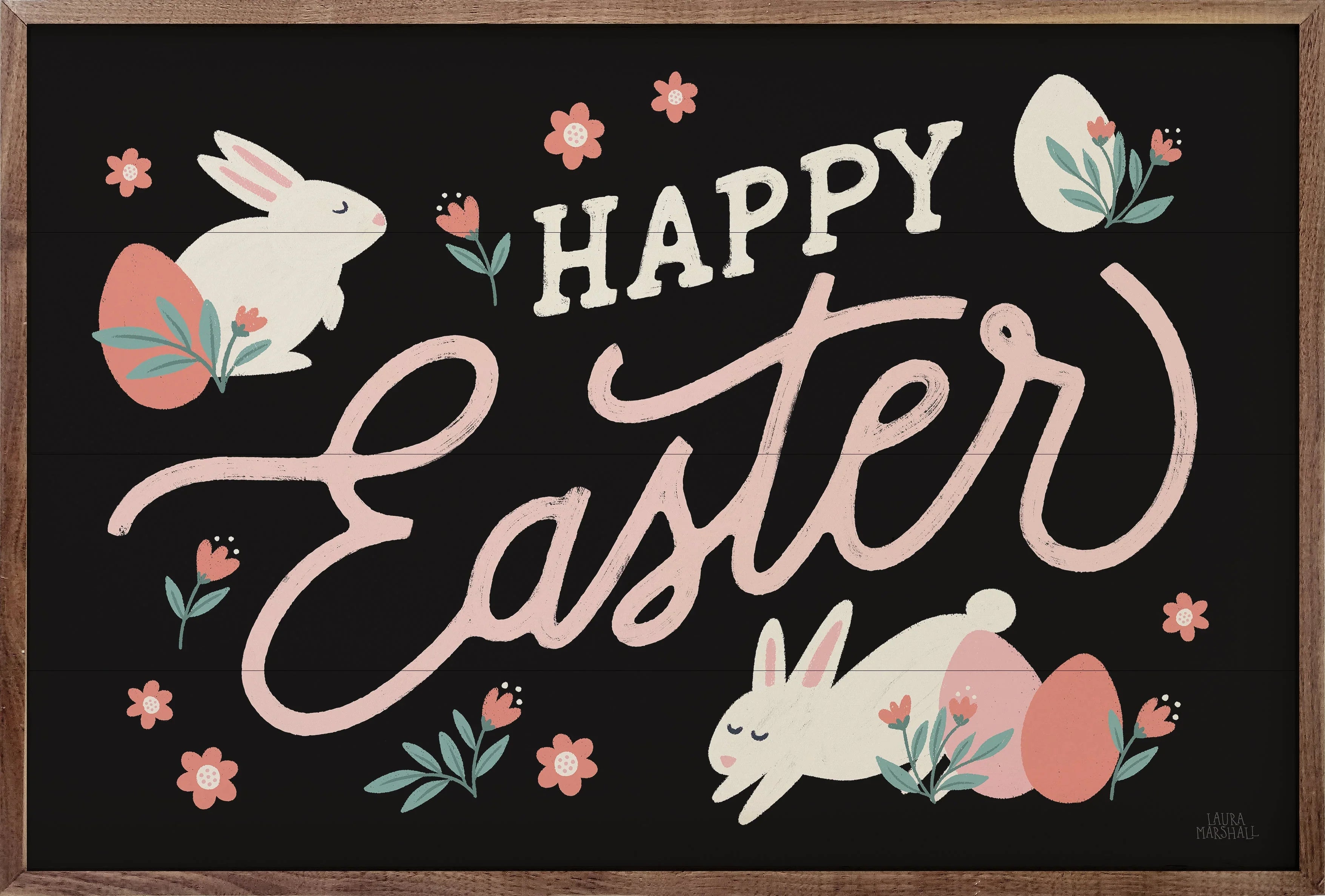 Bunny Kisses I Happy Easter Black By Laura Marshall