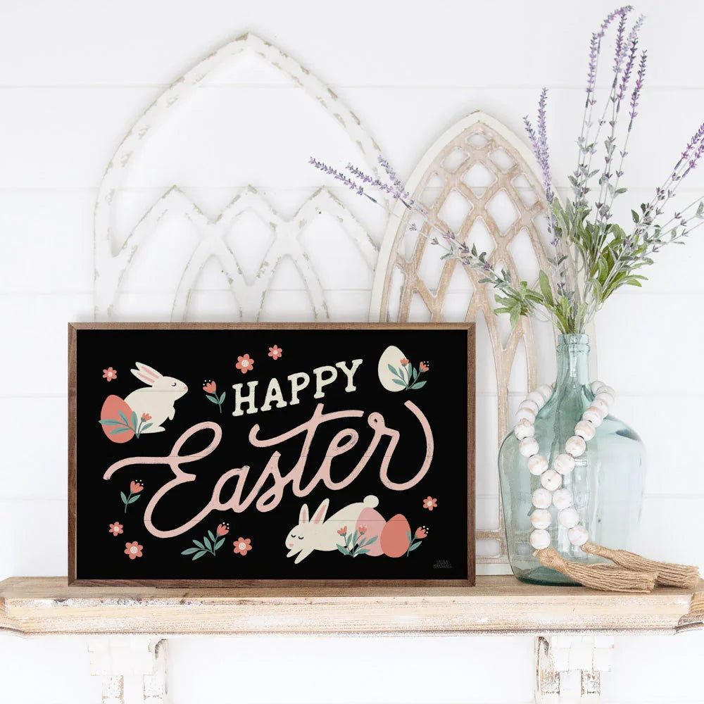 Bunny Kisses I Happy Easter Black By Laura Marshall