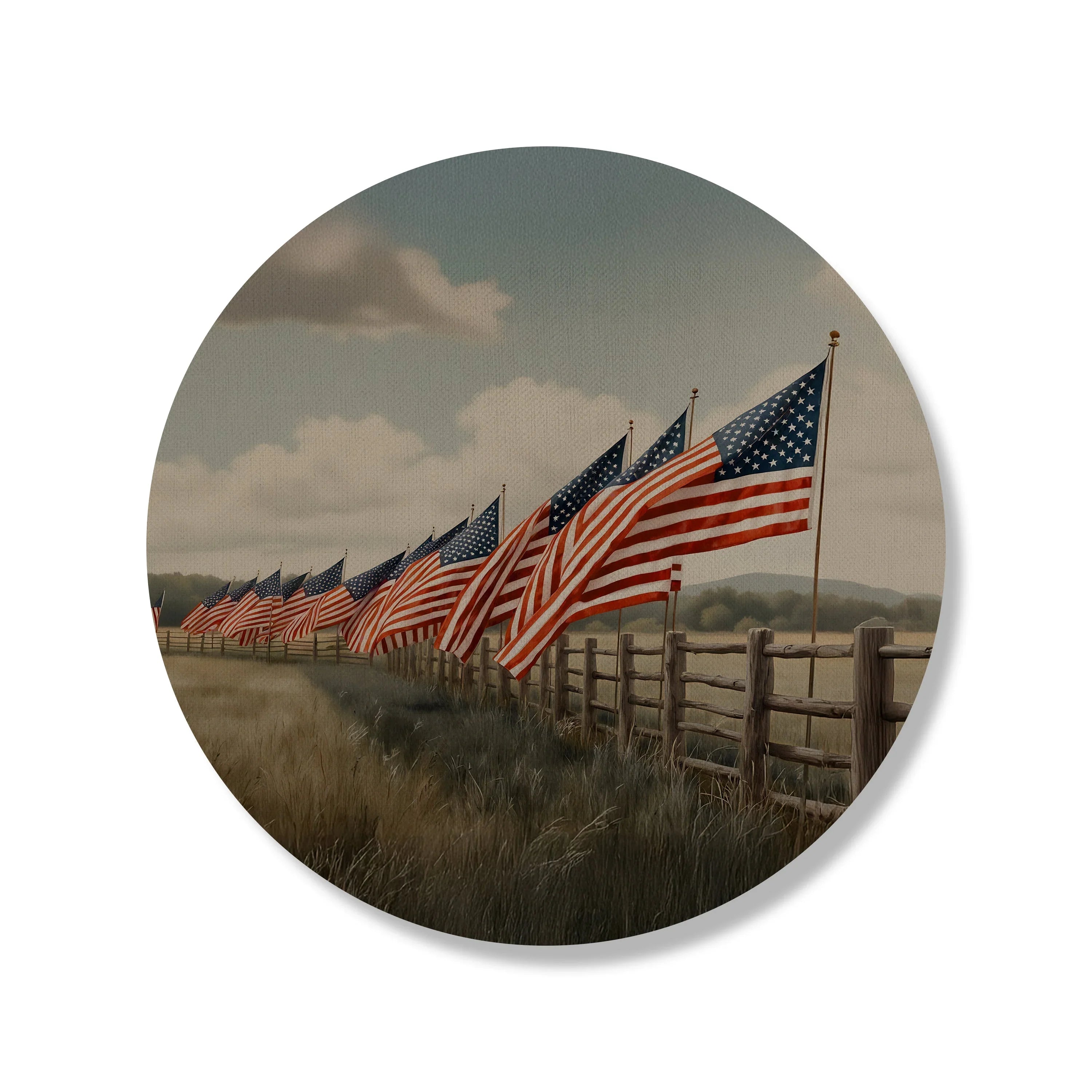 Flags In Field Fence Circle
