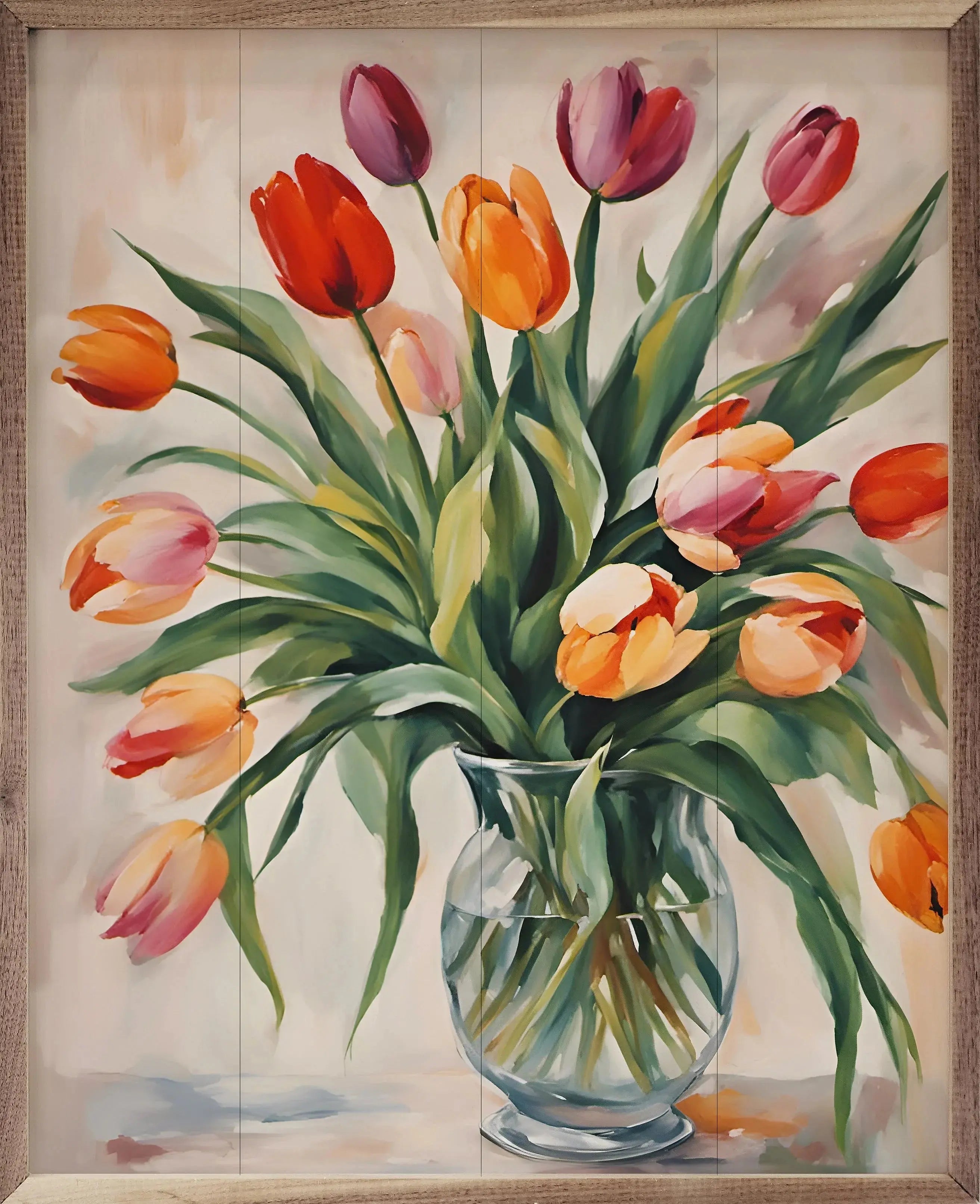 Tulips In Clear Vase Kendrick Home