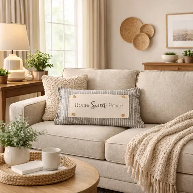 Home Sweet Home Interchangeable Rectangle Pillow Panel – Neutral Farmhouse Decor PillowPanels.com Home Sweet Home Interchangeable Rectangle Pillow Panel – Neutral Farmhouse Decor PillowPanels.com