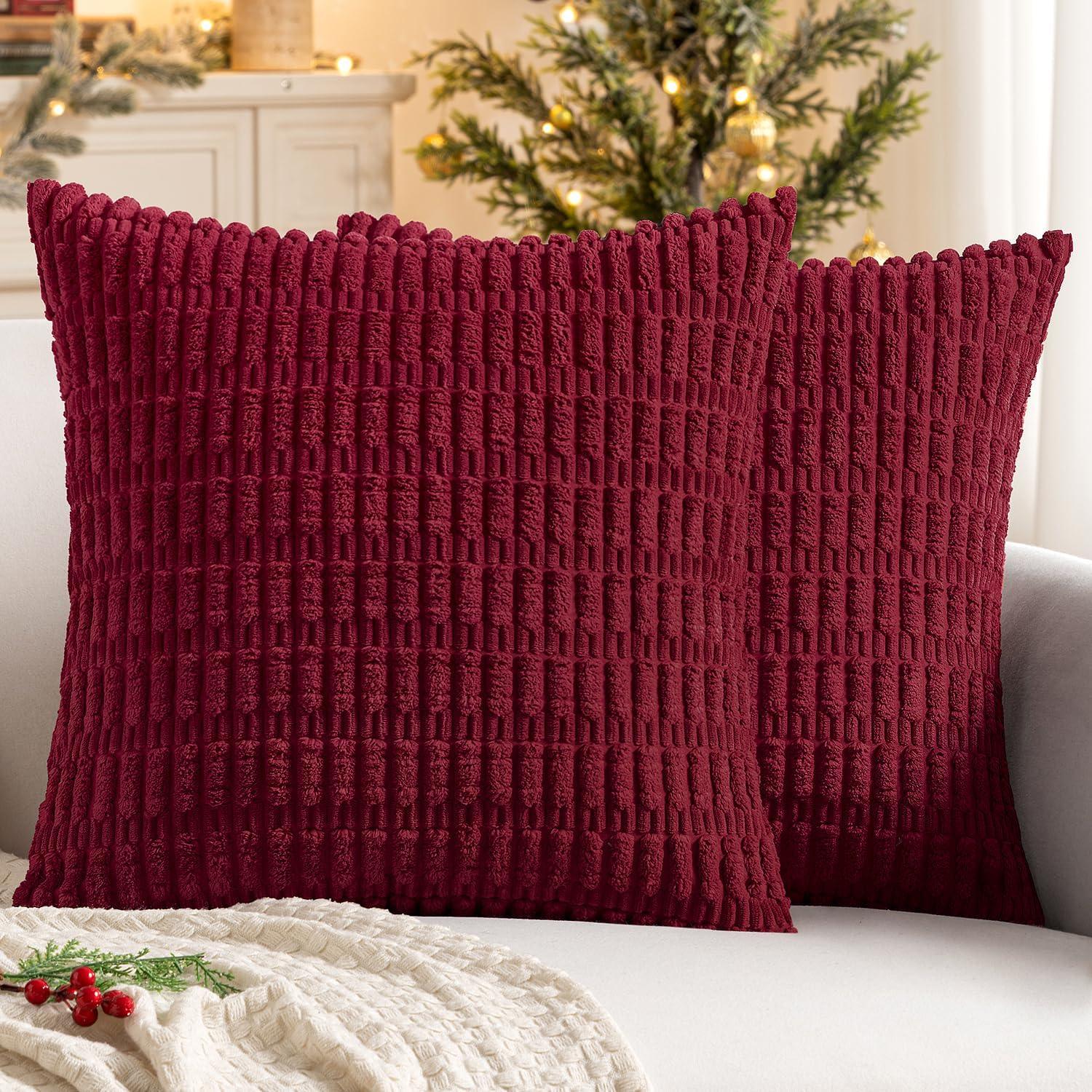 Corduroy Striped Throw Pillow Covers – 18" x 18" (Set of 2) - KJ Cozy Designs